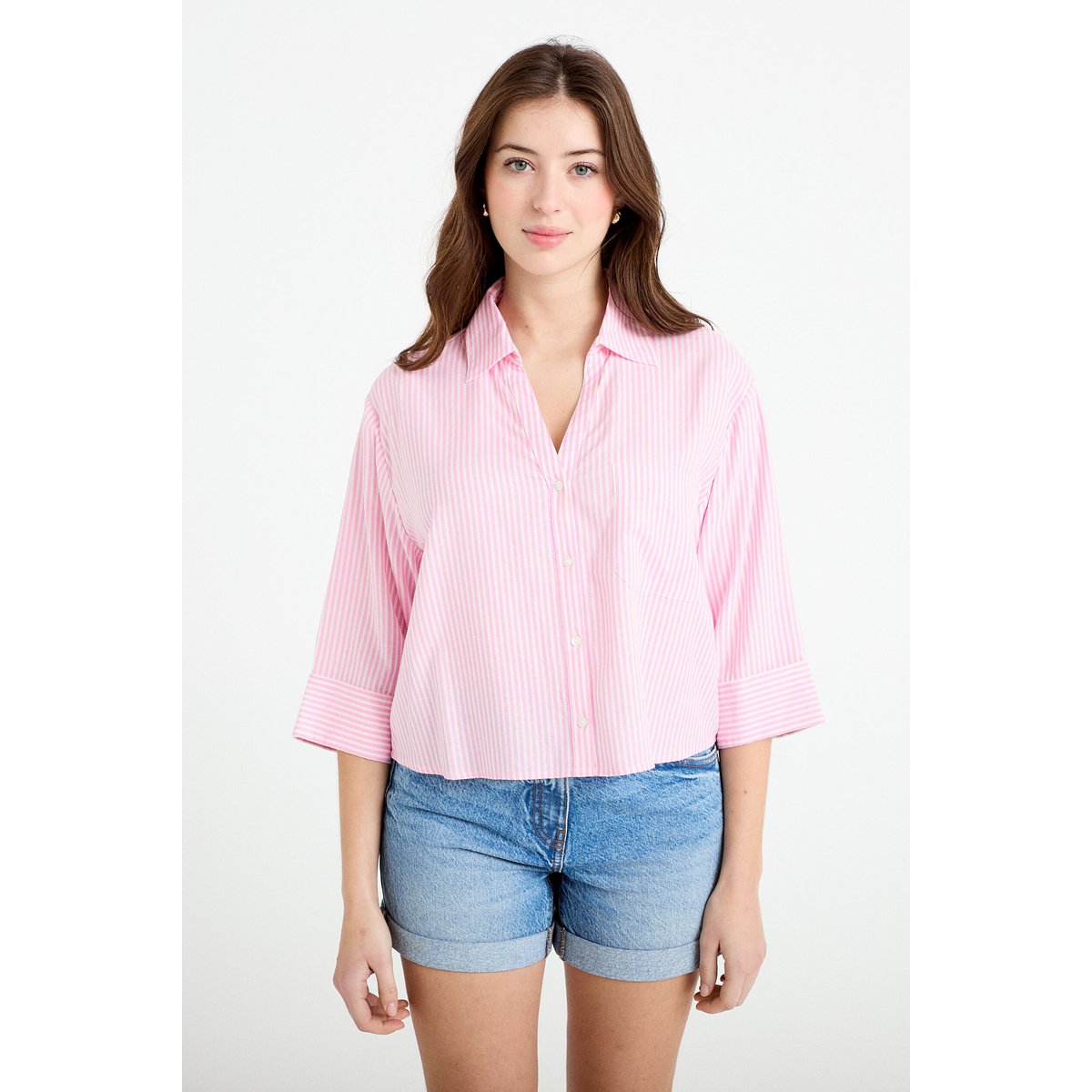 Chemise col classique manches 3/4 rose, CACHE CACHE
