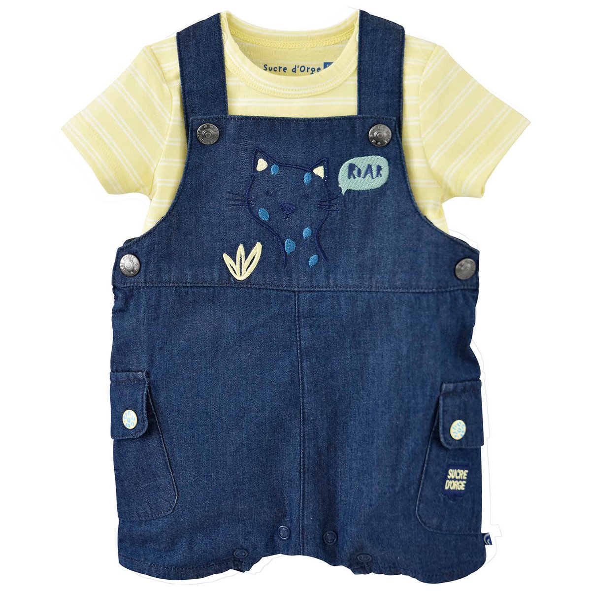 Tee shirt salopette calvin bleu, SUCRE D'ORGE