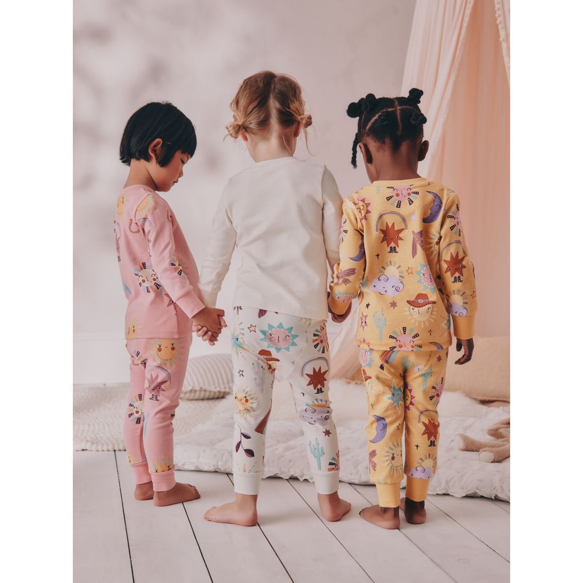 Pyjama douillet, lot de 3 imprimé western rose/jaune, NEXT
