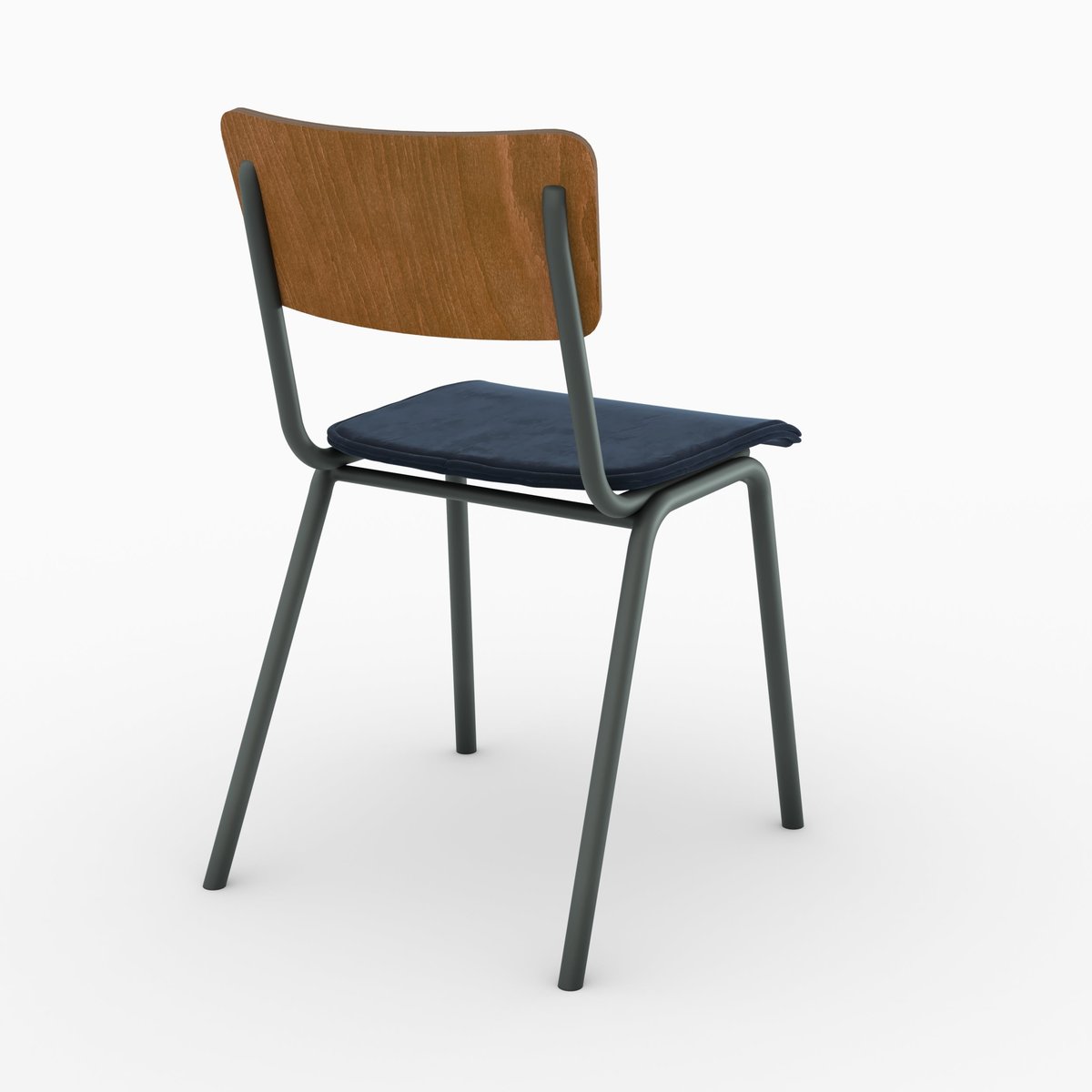 Lot de 2 chaises en bois et velours - NICO bois foncé et bleu, MAISON PAVANE