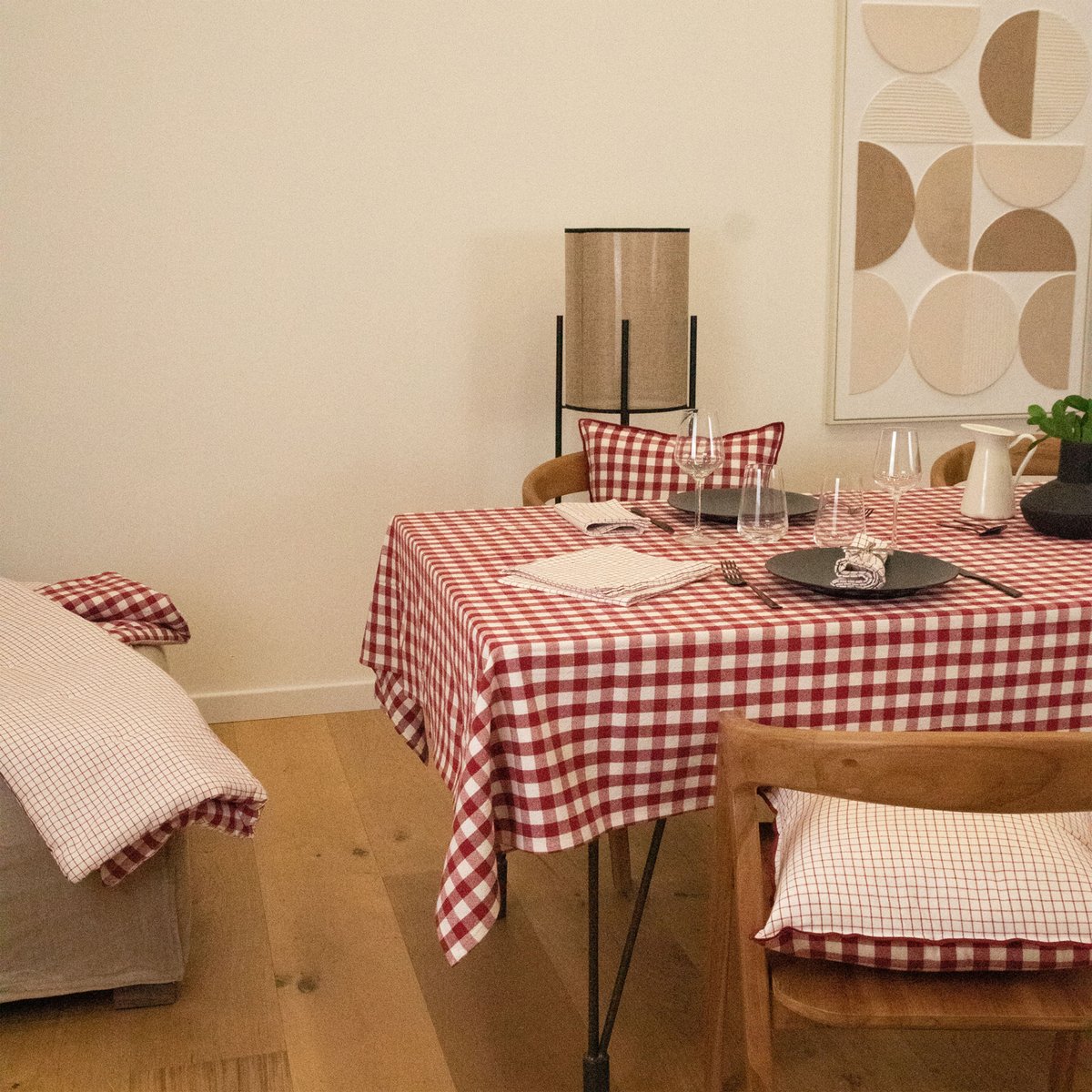 Nappe carrée en coton vichy rouge, SUD ETOFFE