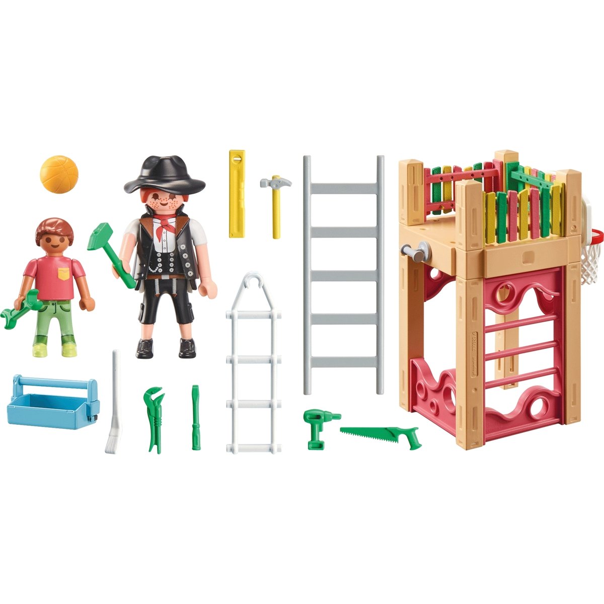 Charpentier avec Tourelle de Jeu multicolore, PLAYMOBIL