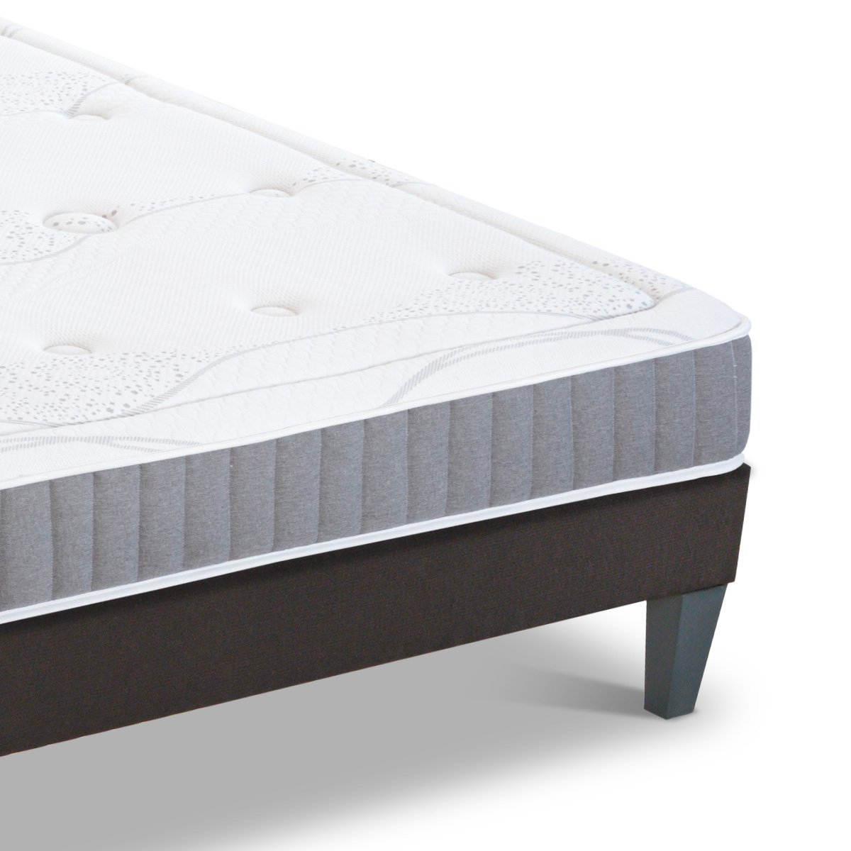 Pack Intuition 140x190 cm Matelas Mousse + Sommier Bois + Accessoires blanc, OLYMPE LITERIE