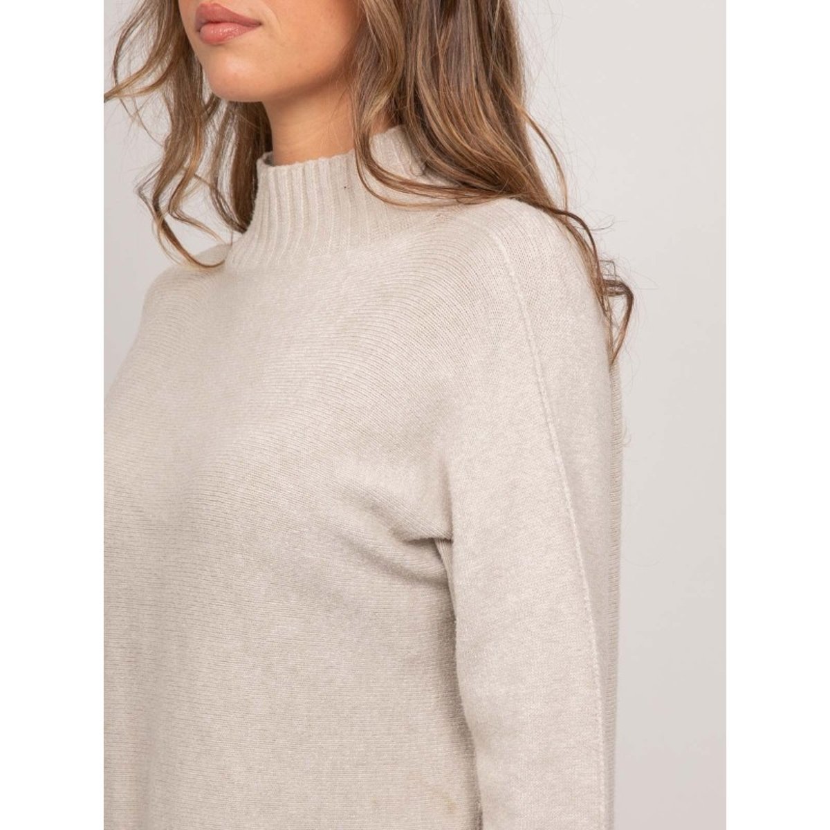Pull Maille Col Montant Oversize Kaleta gris, DONA LISA