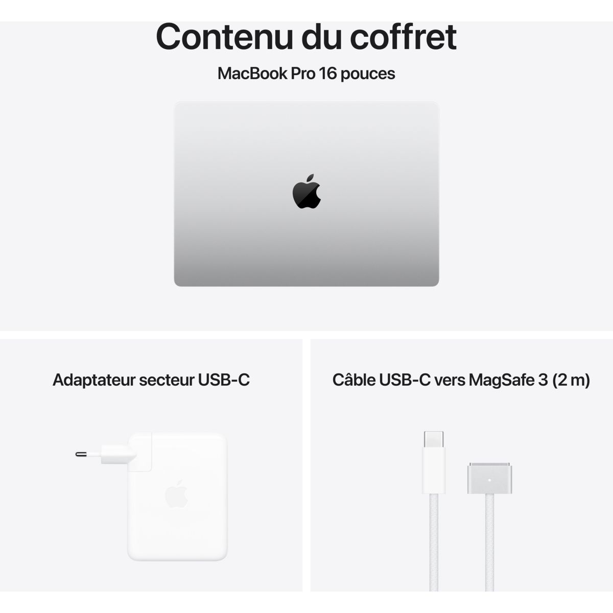Ordinateur Apple Pro 16" Puce M4 Max CPU 14 / GPU 32 coeurs Mémoire RAM 36Go Stockage 1To SSD XDR Argent couleur unique, APPLE