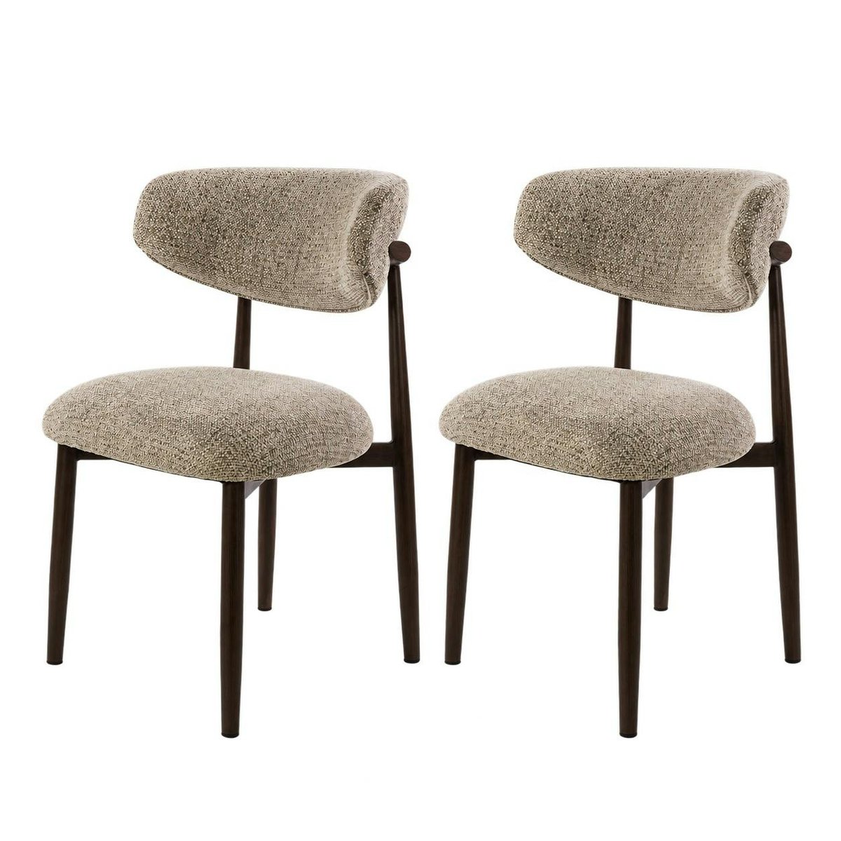 Lot de 2 chaises en tissu pieds effet chêne COLISEE beige chiné, PIER IMPORT