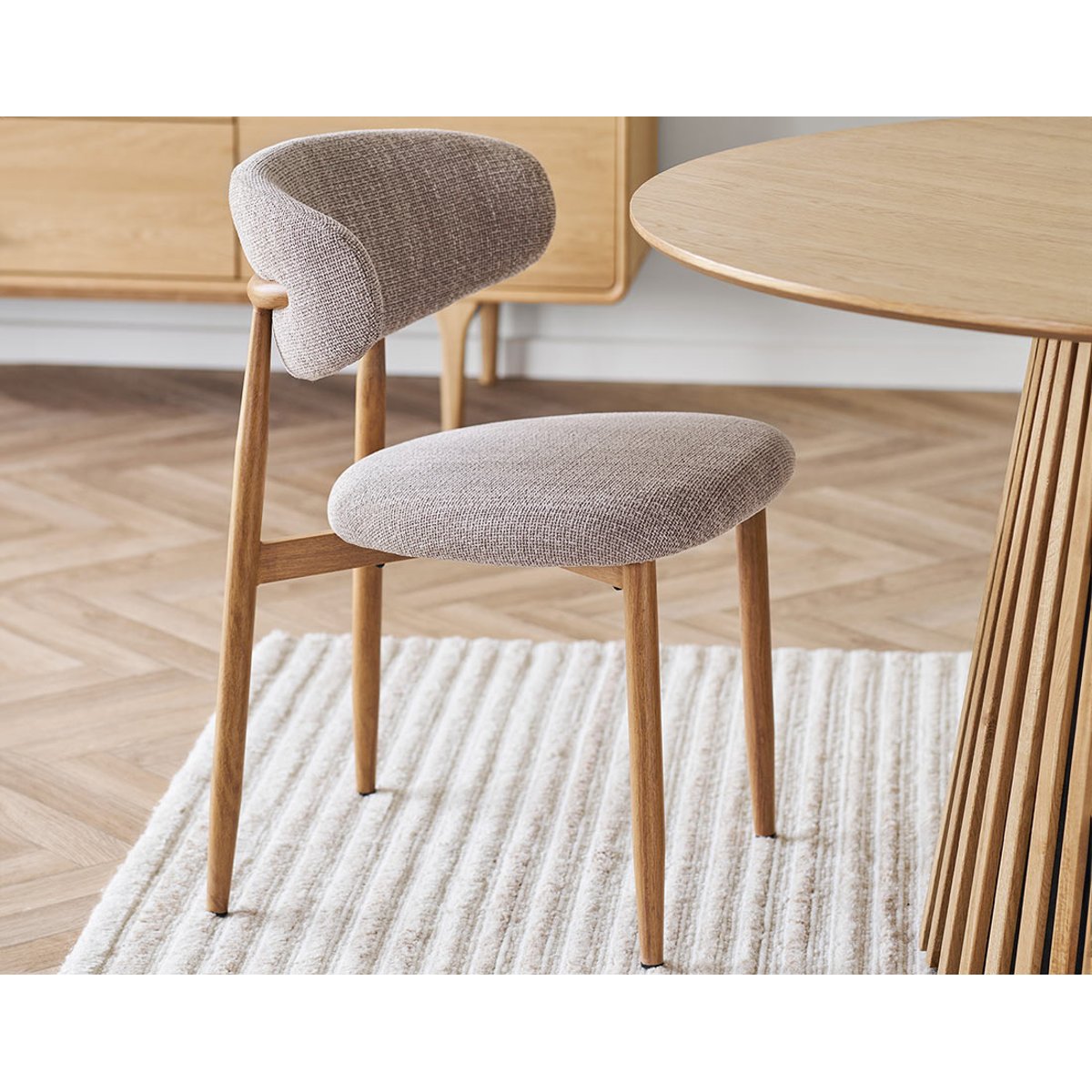 Lot de 2 chaises en tissu texturé, EDDIE bois / beige, BEST MOBILIER