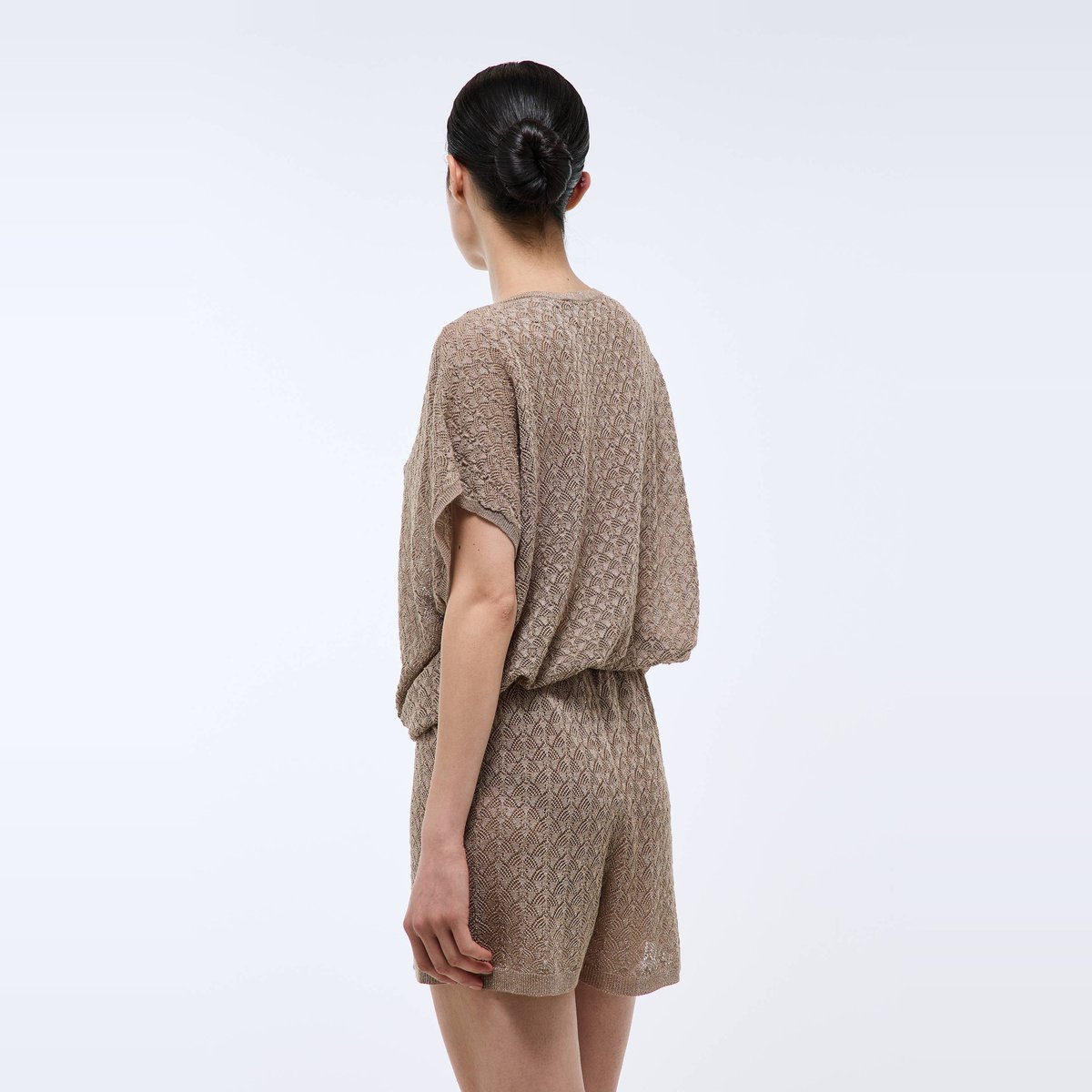 Short en maille ajouré, détails fil textile cartouche, MONOPRIX