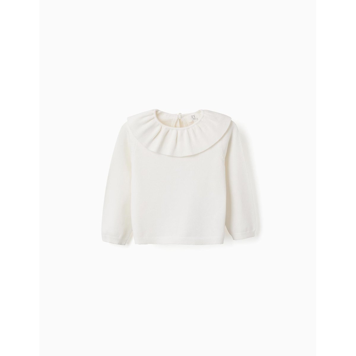 Pull en maille avec col à volants blanc, ZIPPY