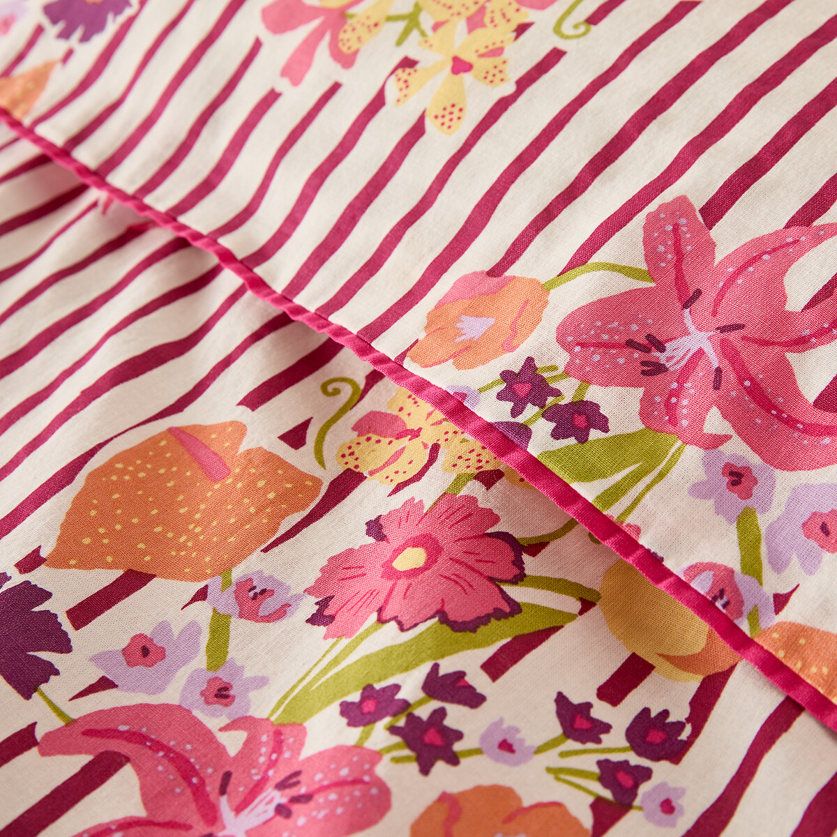 Funda nórdica de algodón lavado, estampado de rayas y flores, BELARDI estampado floral rosa, LA REDOUTE INTERIEURS