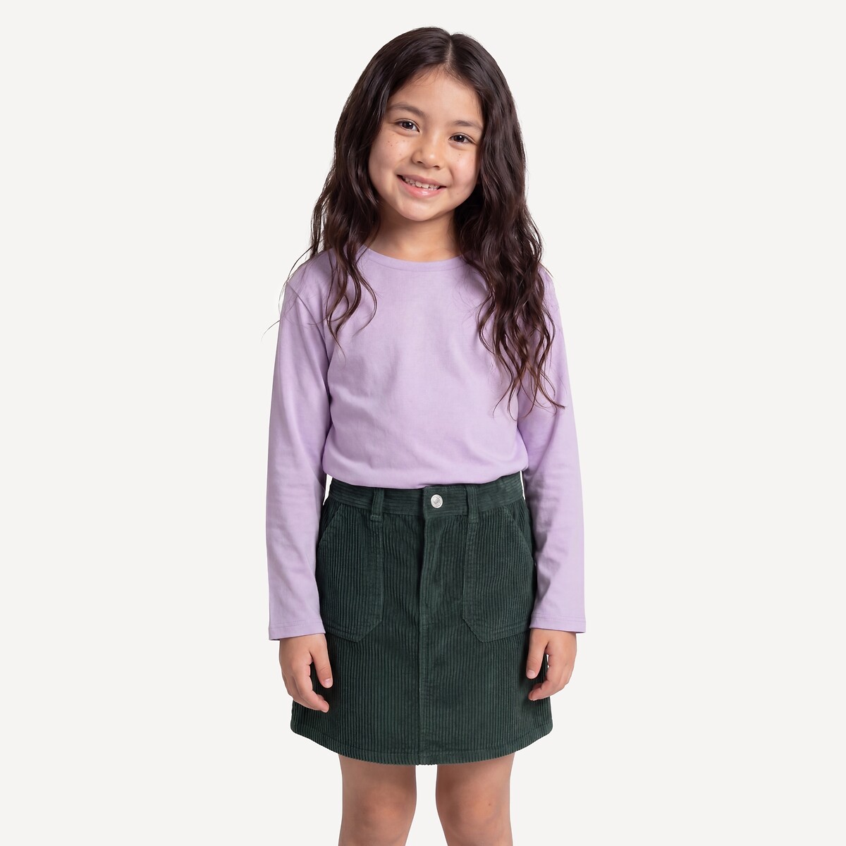 Lot de 3 T-shirts, à col rond et manches longues bleu marine + parme + blanc, LA REDOUTE COLLECTIONS