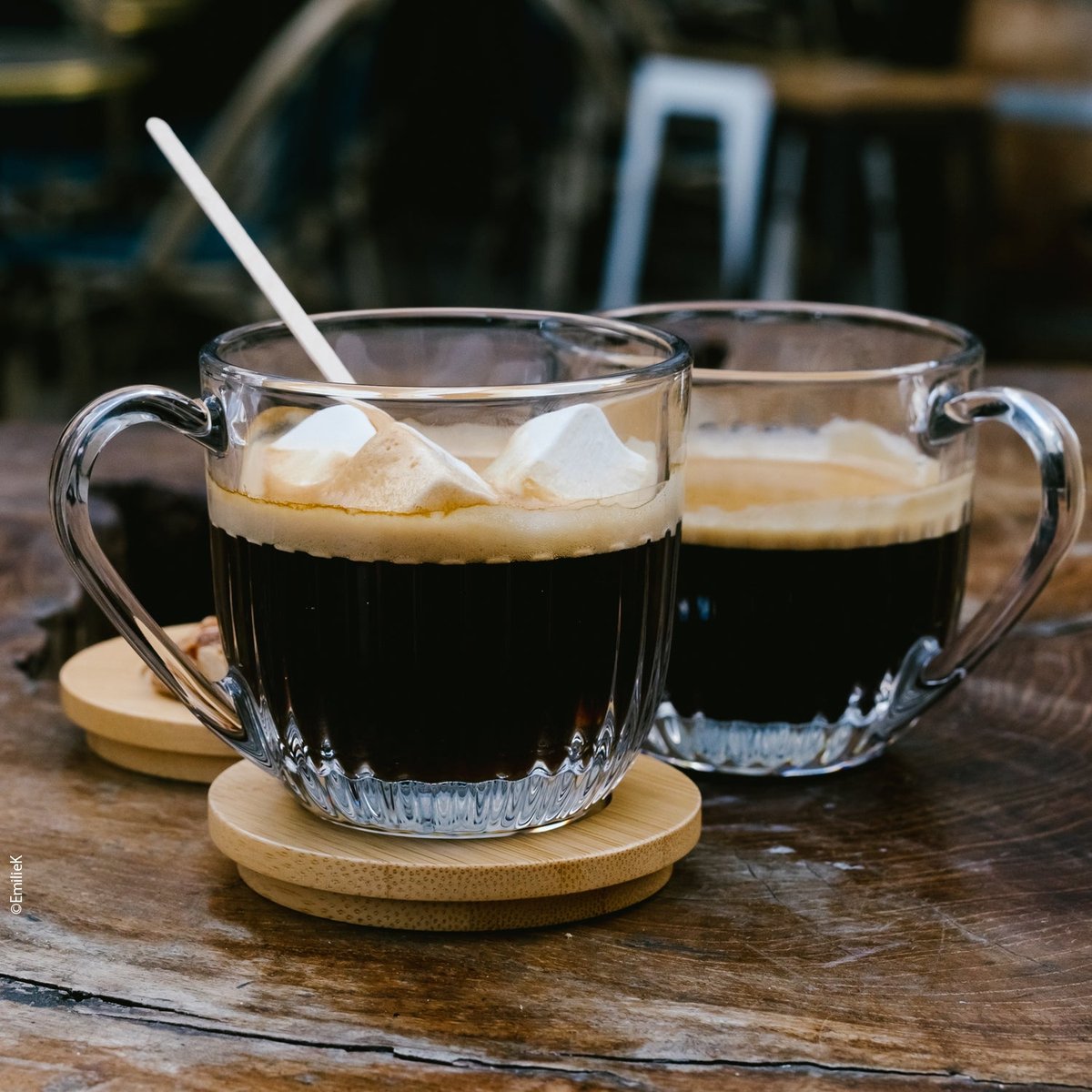 Coffret de 2 tasses avec couvercles OUESSANT /sous tasses en bambou - Made in France transparent, LA ROCHERE