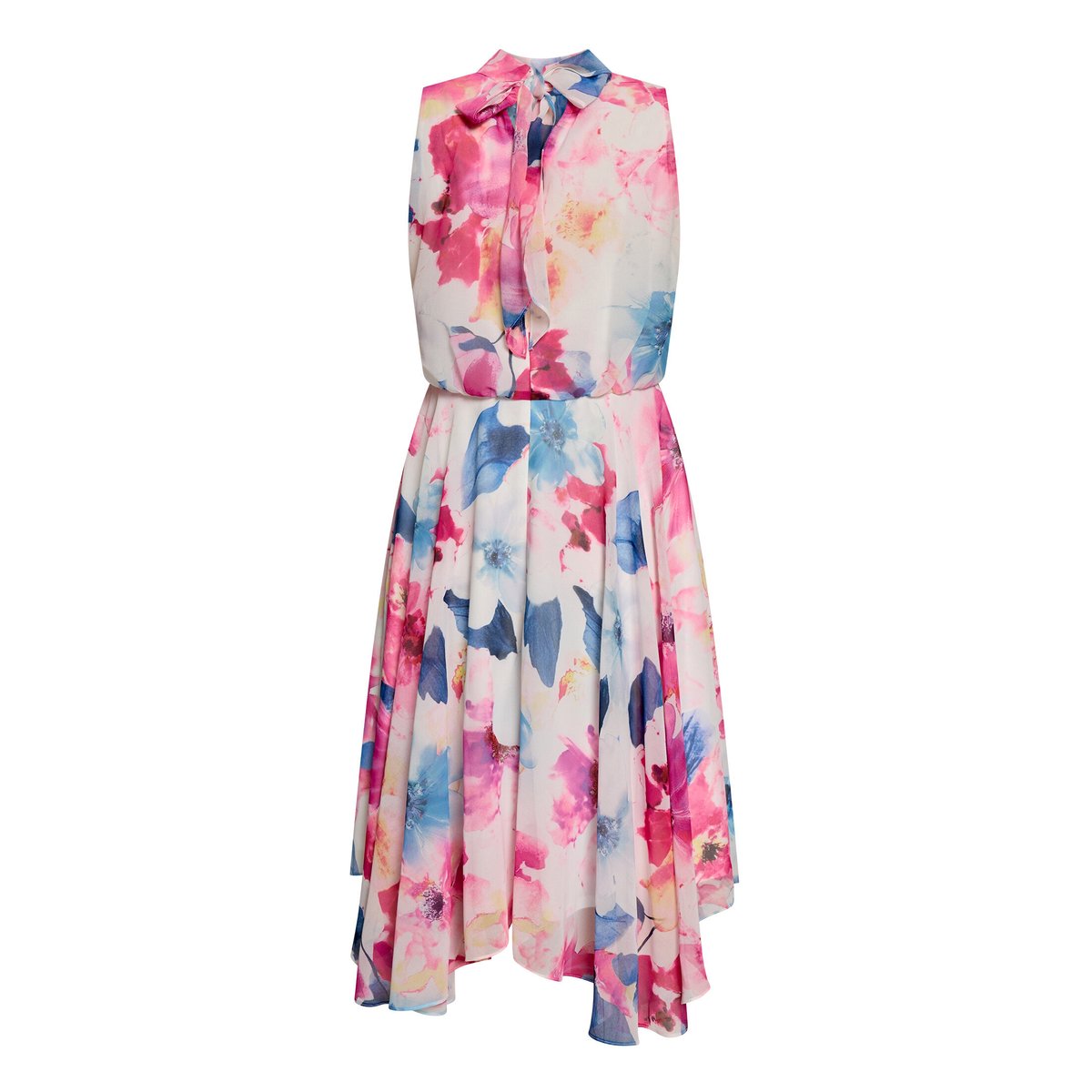 Robe en chiffon sans manches cream/pink, VERA MONT