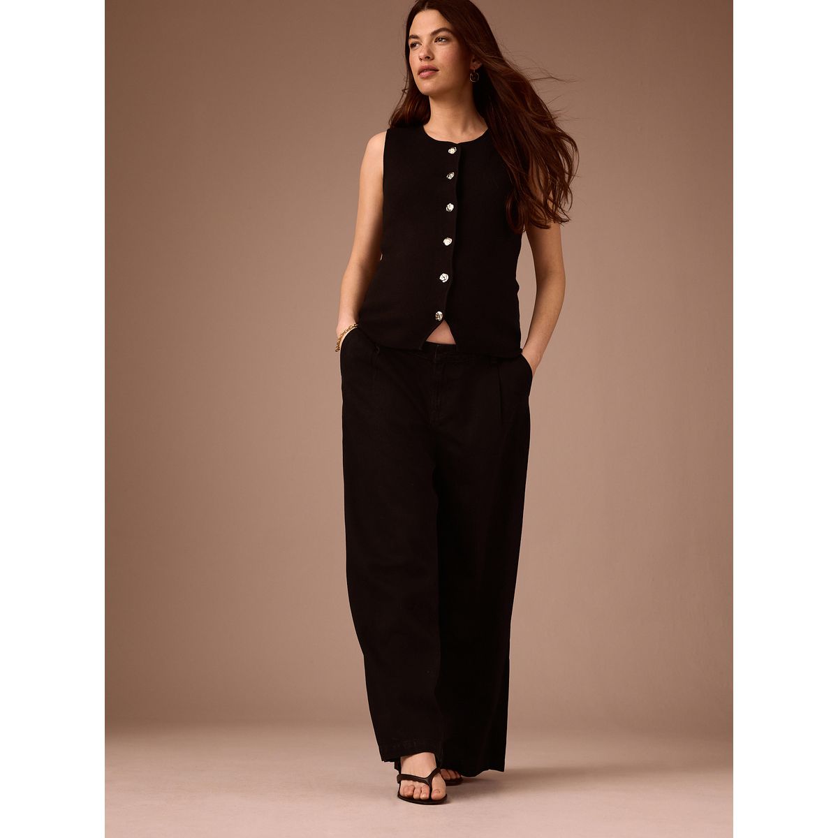 Jean palazzo en tencel™ mélangé maternité noir, NEXT