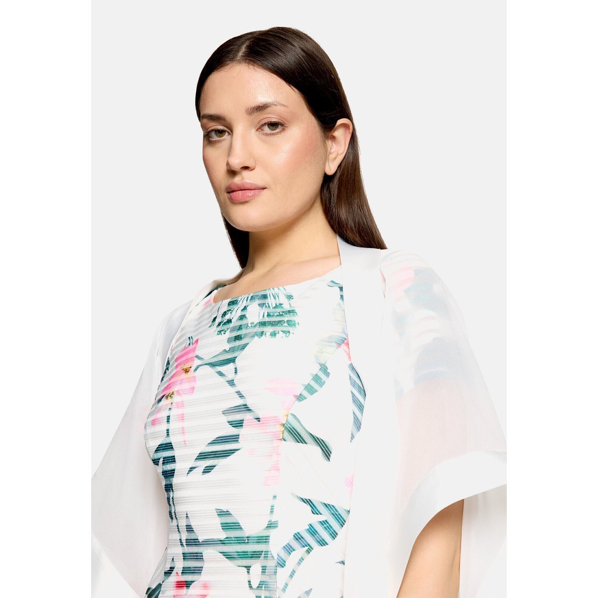 Étole en chiffon à manches 3/4 blanc, VERA MONT