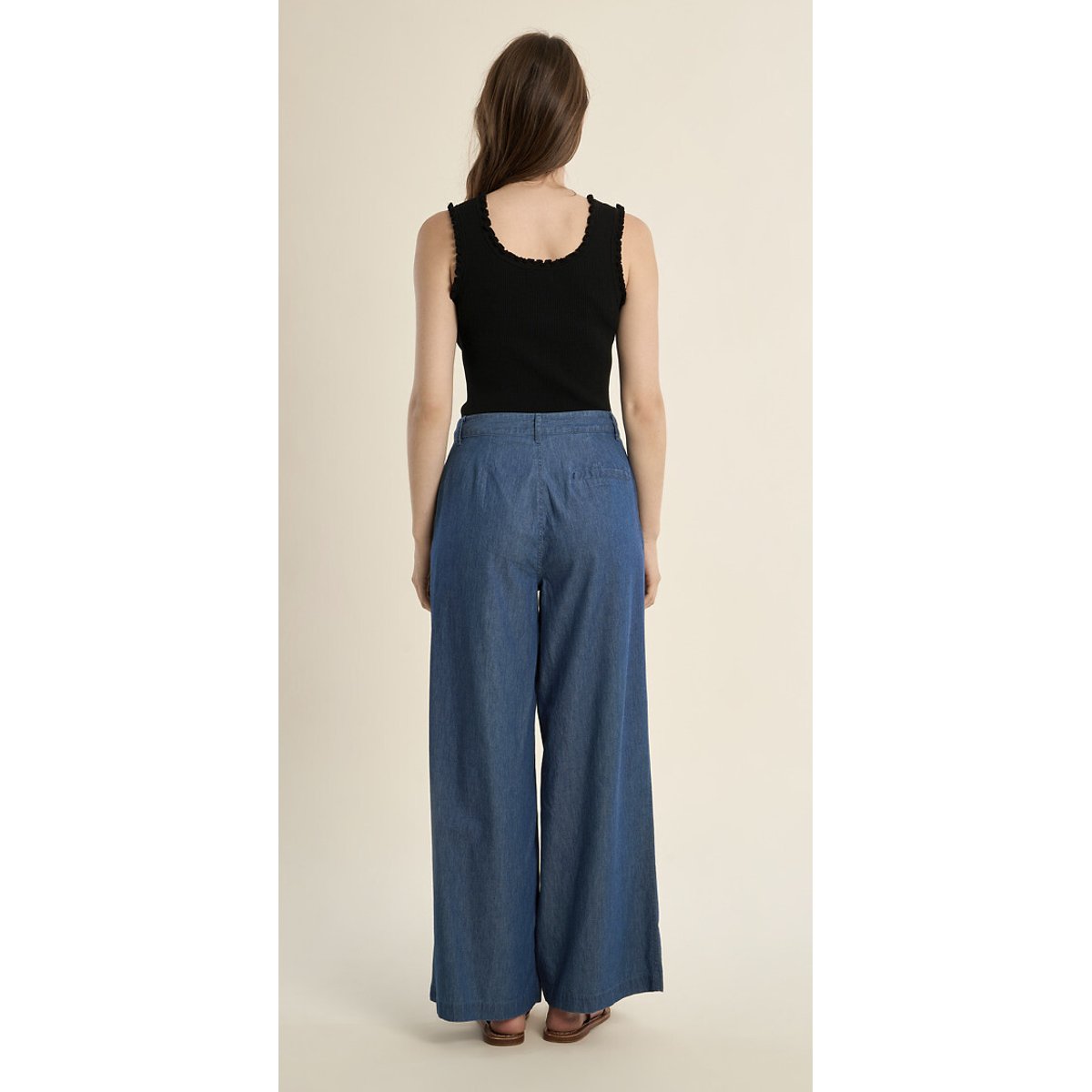 Pantalon large en denim bleu foncé, MOLLY BRACKEN