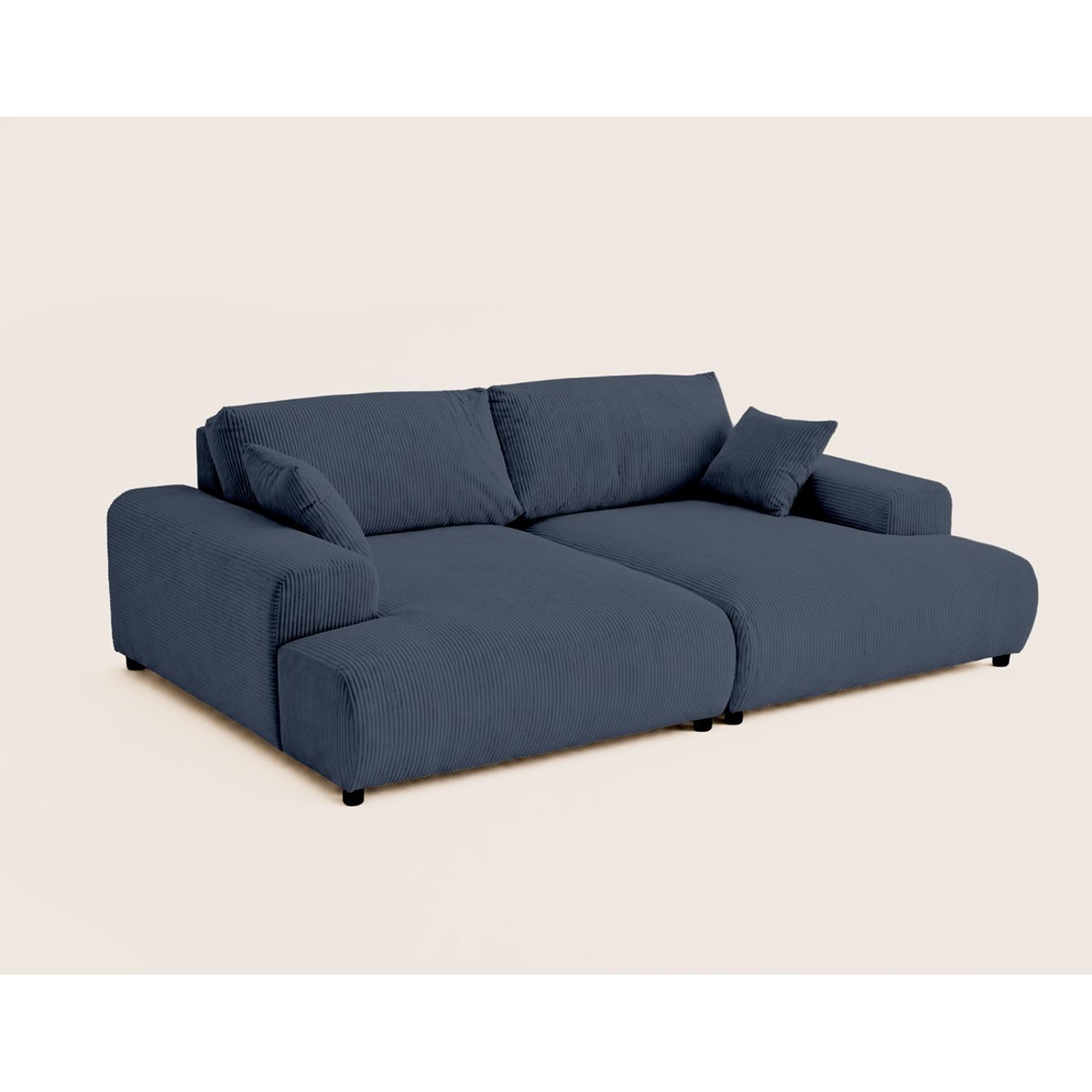 Canapé droit 4 places double méridienne, GARANCE bleu nuit, BEST MOBILIER