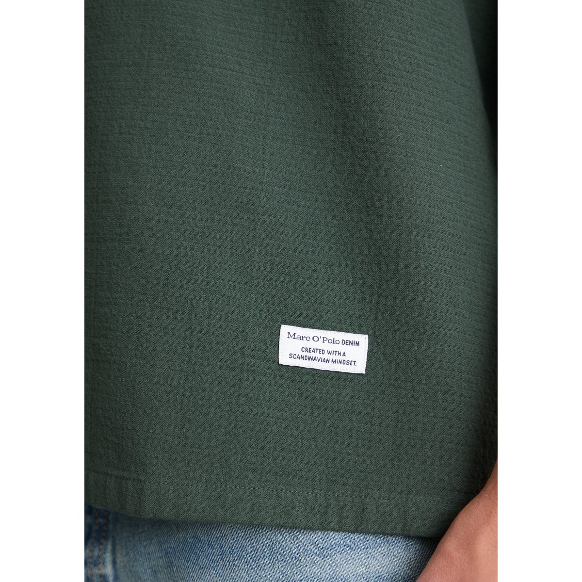 Chemise à manches courtes regular en sergé de coton bio double épaisseur vert, MARC O’POLO DENIM