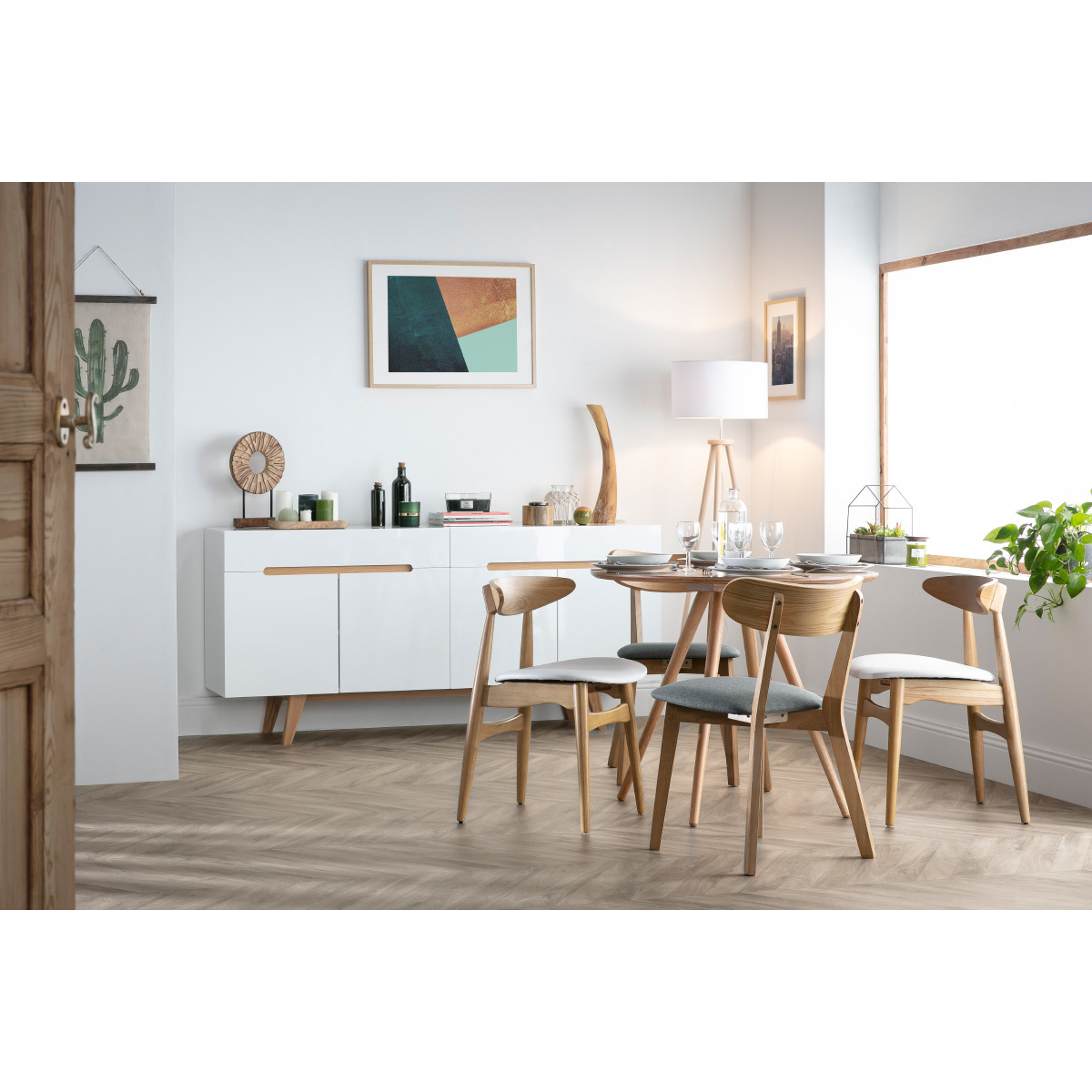 Table à manger design ronde fixe D90 ARTIK naturel, MILIBOO