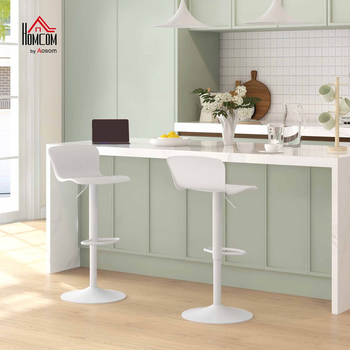 Tabouret de bar Polypropylène Blanc blanc, HOMCOM