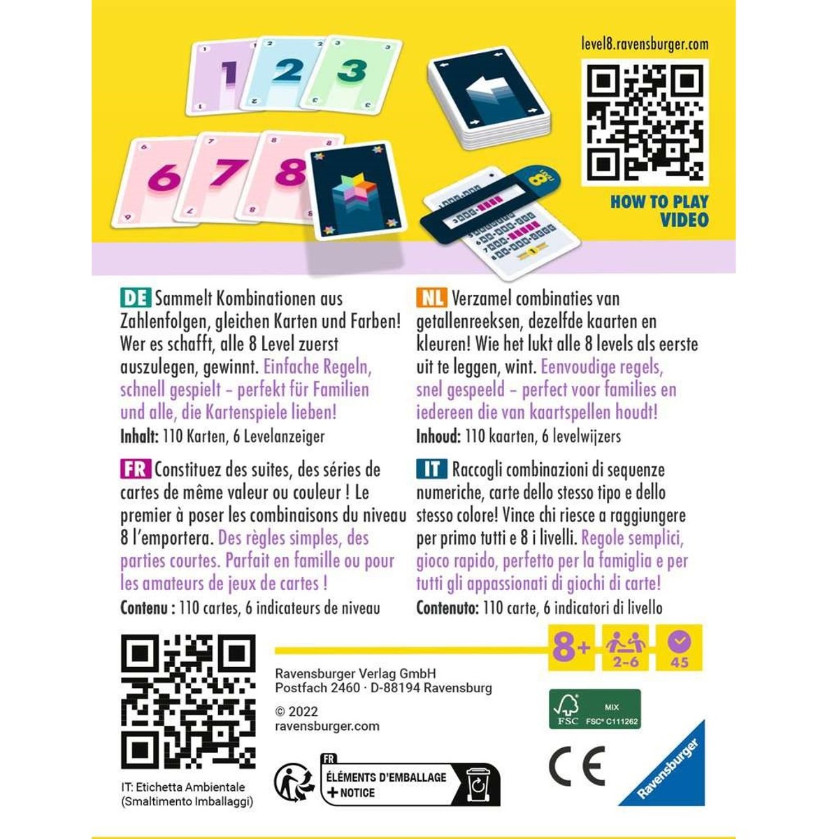 Jeu de cartes Level 8 jaune, RAVENSBURGER