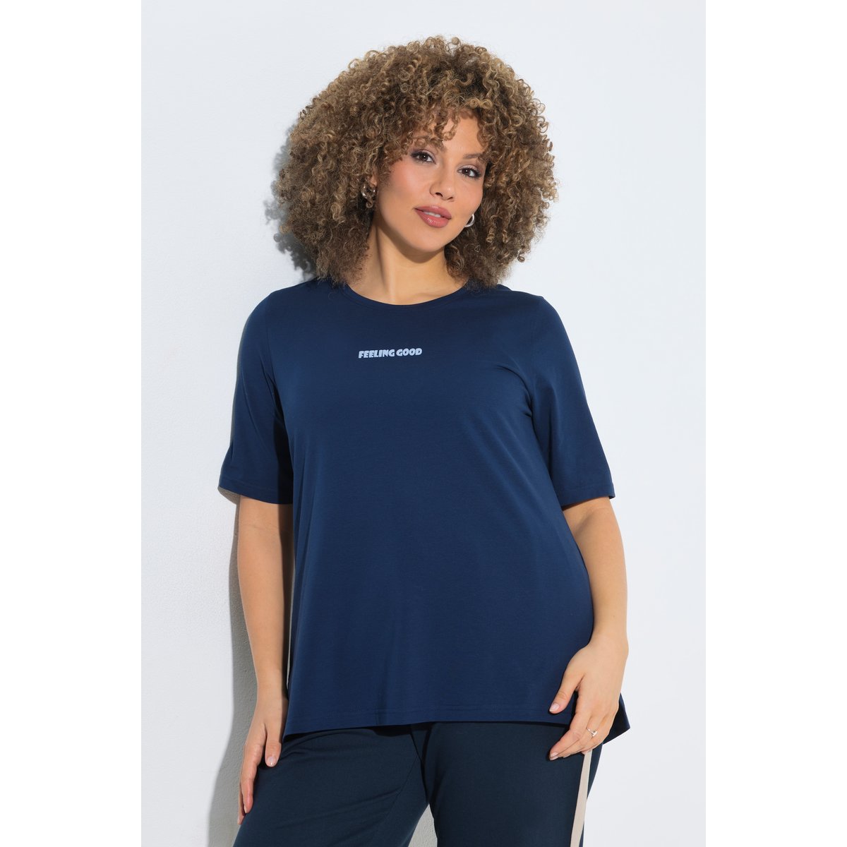 T-shirt motif imprimé Feeling Good bleu encre, ULLA POPKEN