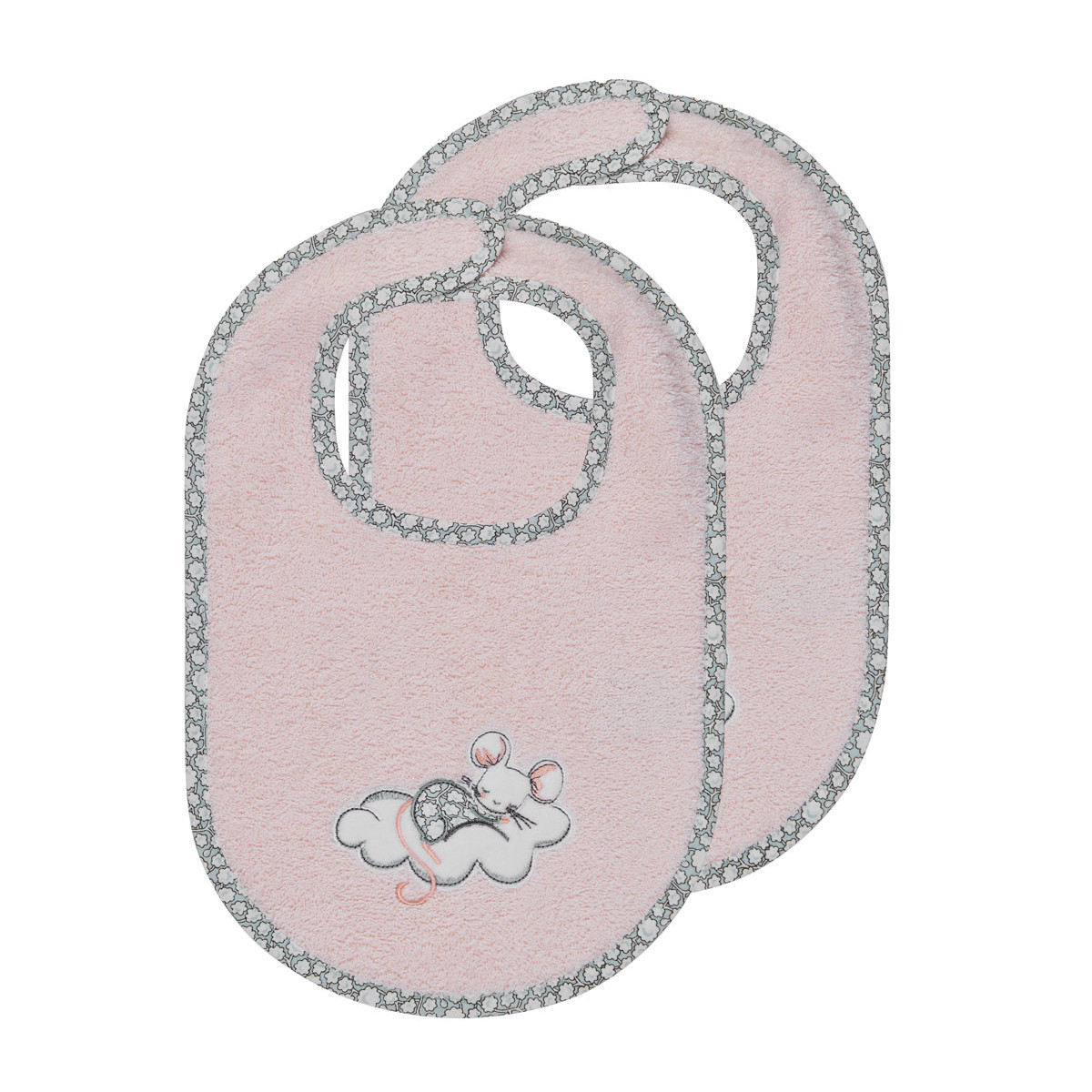 Lot de 2 bavoirs MOUSKETTE rose, SENSEI MAISON