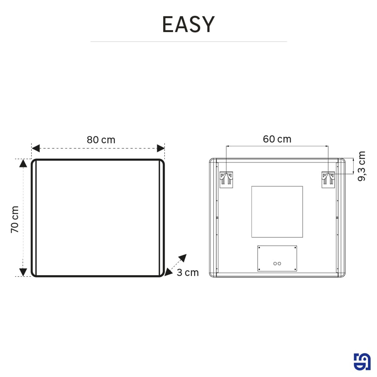 Lot de 2 miroirs lumineux LED anti-buée, EASY transparent, SENSEA