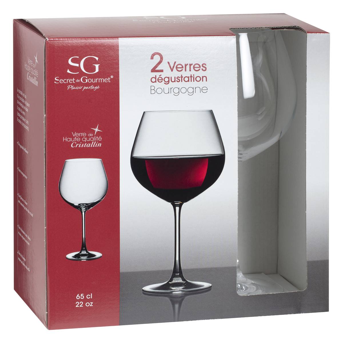 Lot de 2 verres hauts en verre 21,3 cm DEGUS transparent, SECRET DE GOURMET