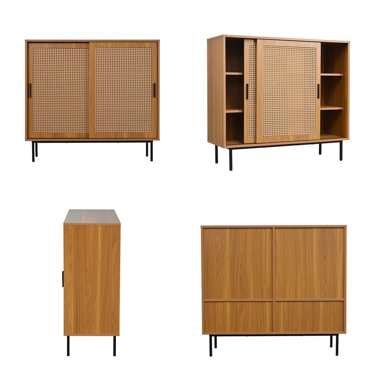 Buffet avec 2 portes et 4 couches, JORDIH Buffet noyer, MEUBLES COSY