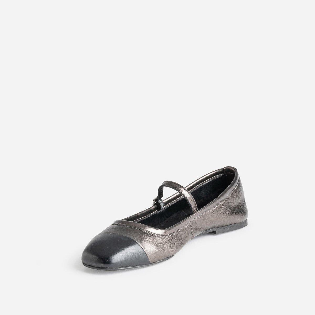 Ballerine en cuir DOLLY noir/argent, ERAM