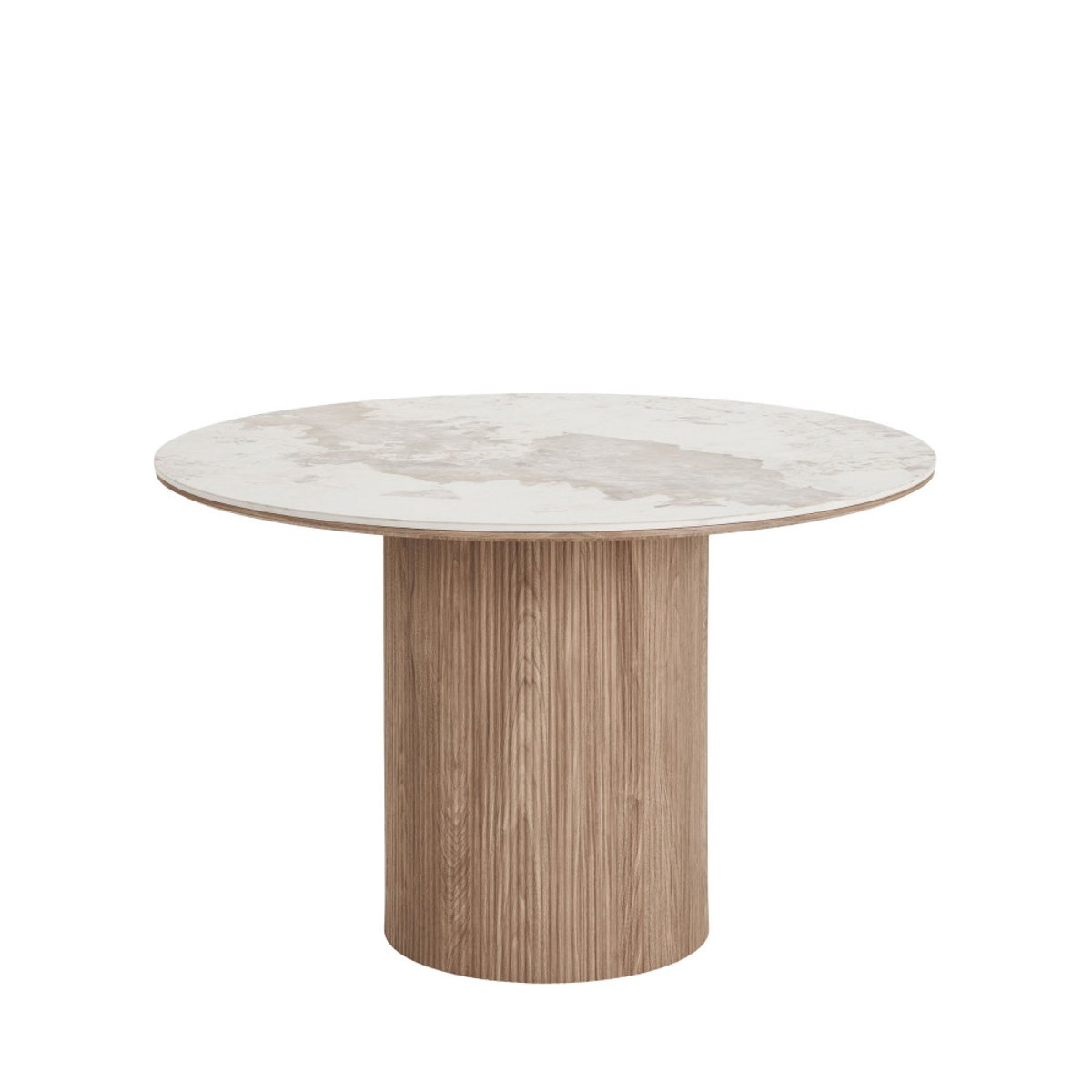 Table à manger 4 personne ronde effet marbre et bois- ATHENS marbre blanc, HOUSE NORDIC