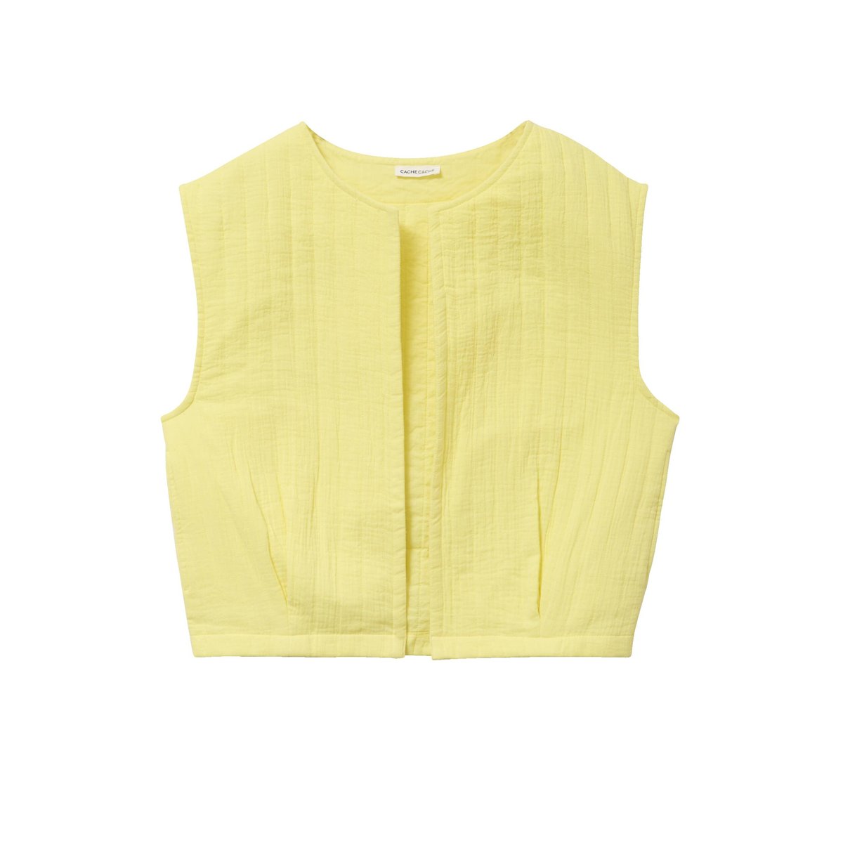 Gilet barman ample cropped plissé jaune citron, CACHE CACHE