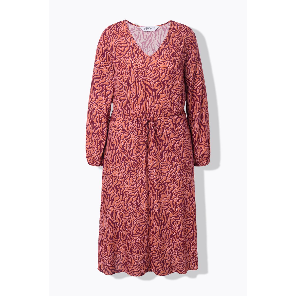 Robe maxi coupe trapèze à imprimé zébré rouge vin, STUDIO UNTOLD