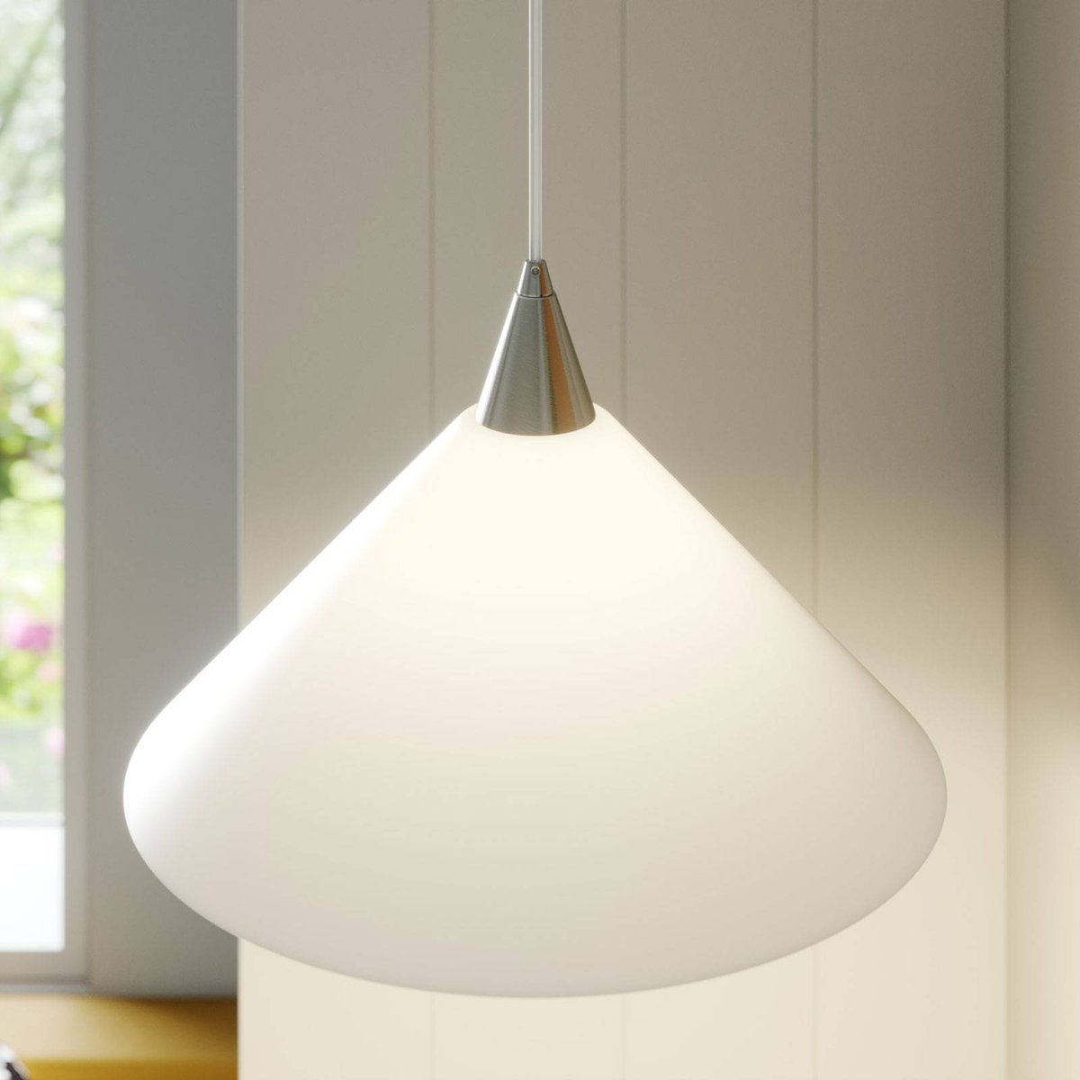 Suspension en verre moderne, Petra blanc, LINDBY