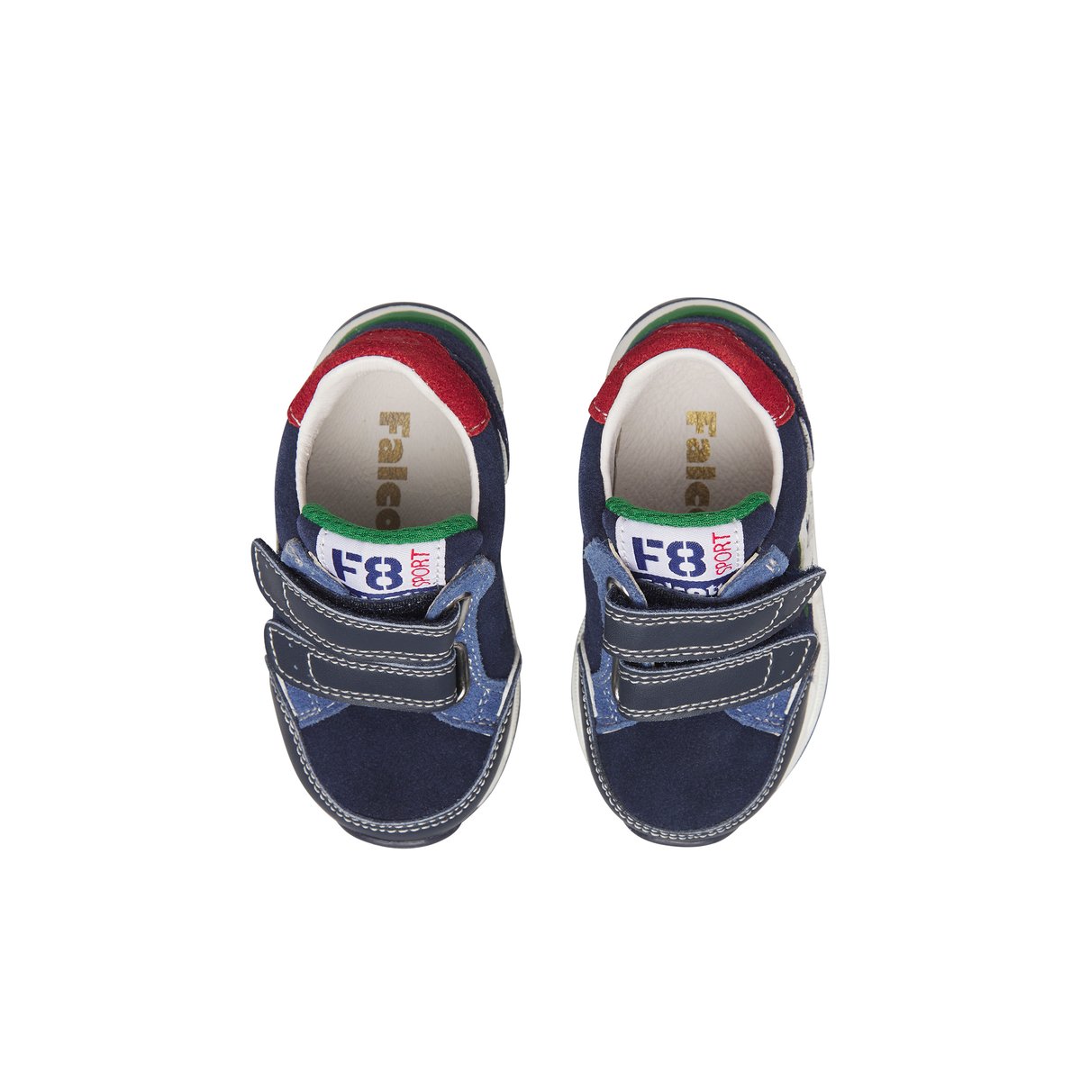 Baskets en cuir et suède NUPPI VL. bleu marine-rouge-, FALCOTTO