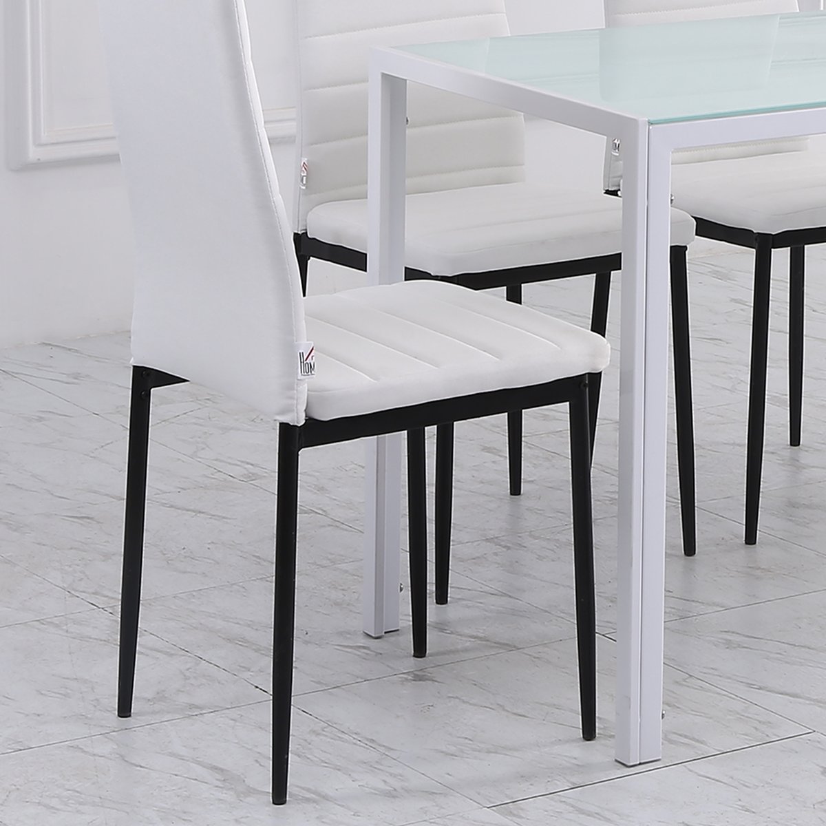 Chaise de salle à manger Lin (100% polyester) blanc, HOMCOM