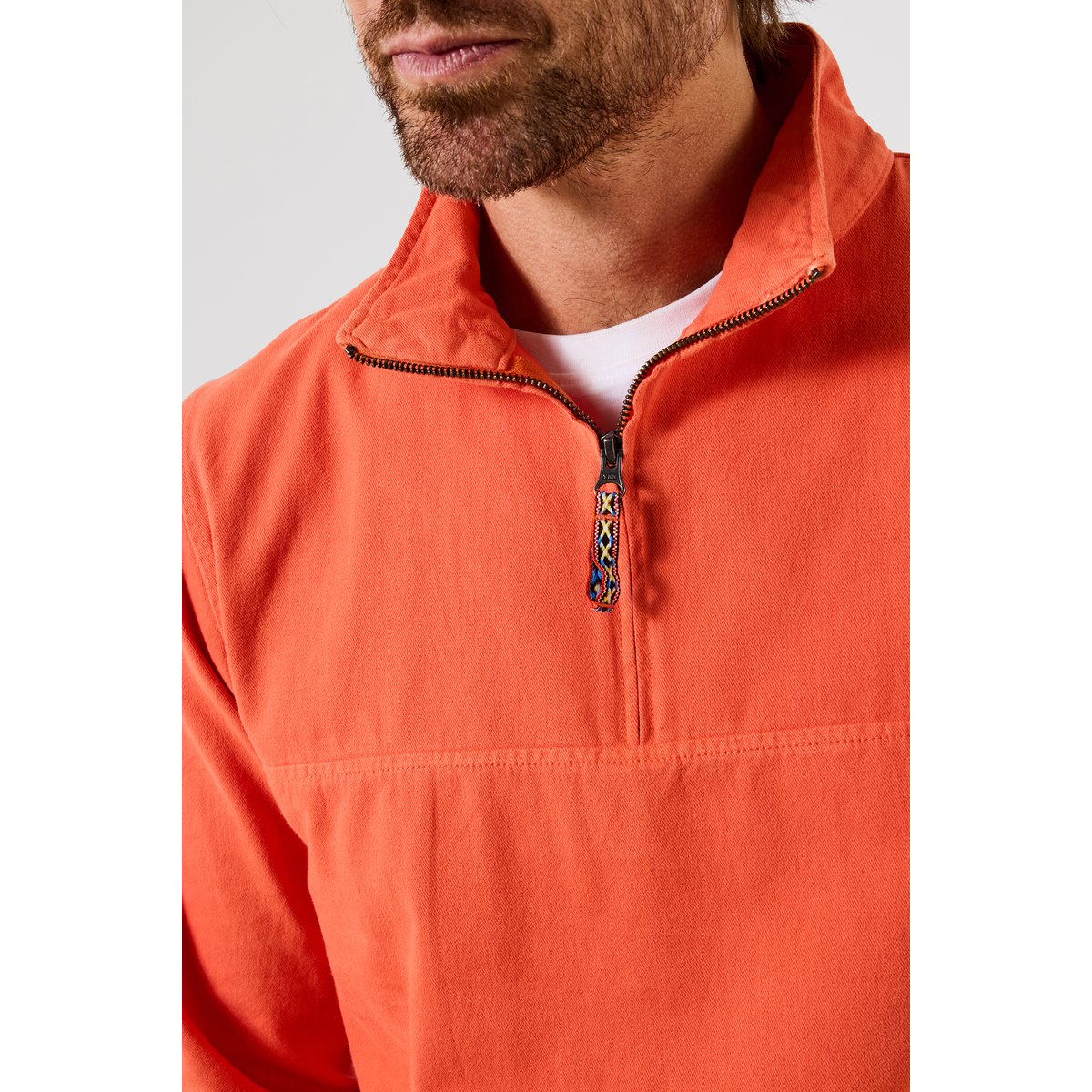 Sweat zippé à col montant en toile de coton orange, JOE BROWNS