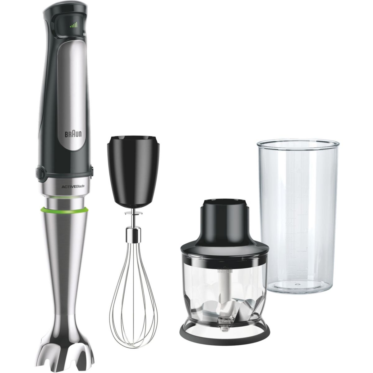 Mixeur MQ7026X MultiQuick 7 gris et noir 2 accessoires inox/noir, BRAUN
