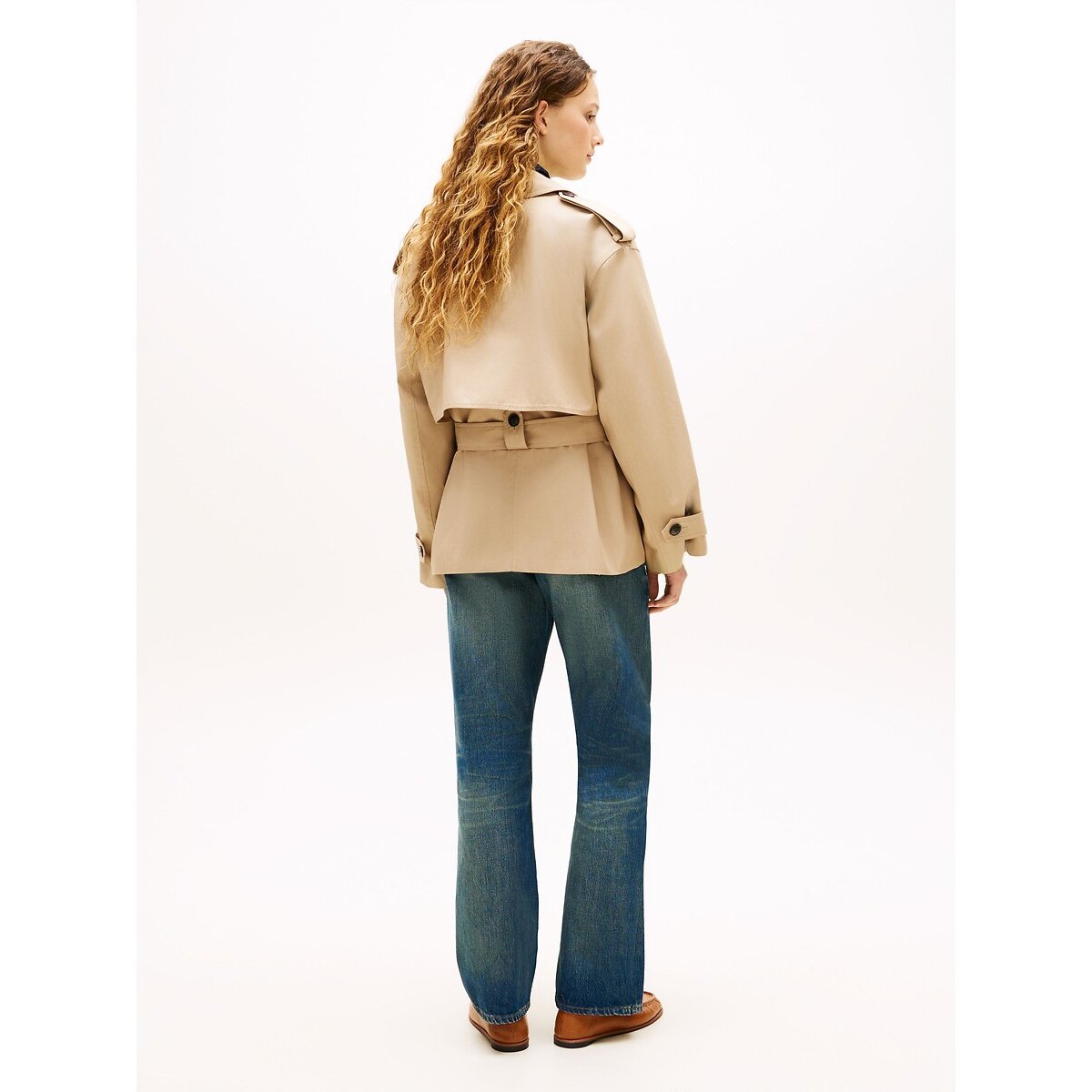 Trench court à ceinture amovible beige, TOMMY HILFIGER