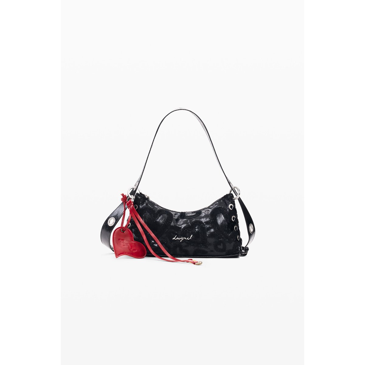 petit sac bandoulière cœurs noir, DESIGUAL