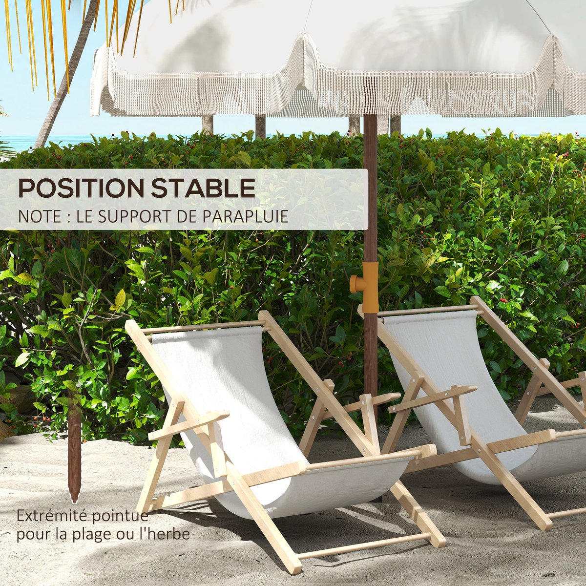 Parasol de plage Polyester Gris clair crème, OUTSUNNY