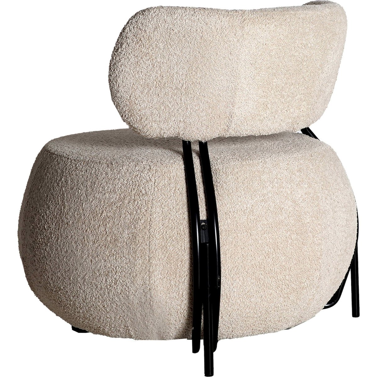 Fauteuil en tissu bouclette style art déco blanc bouclé et noir profond, RECOLLECTION