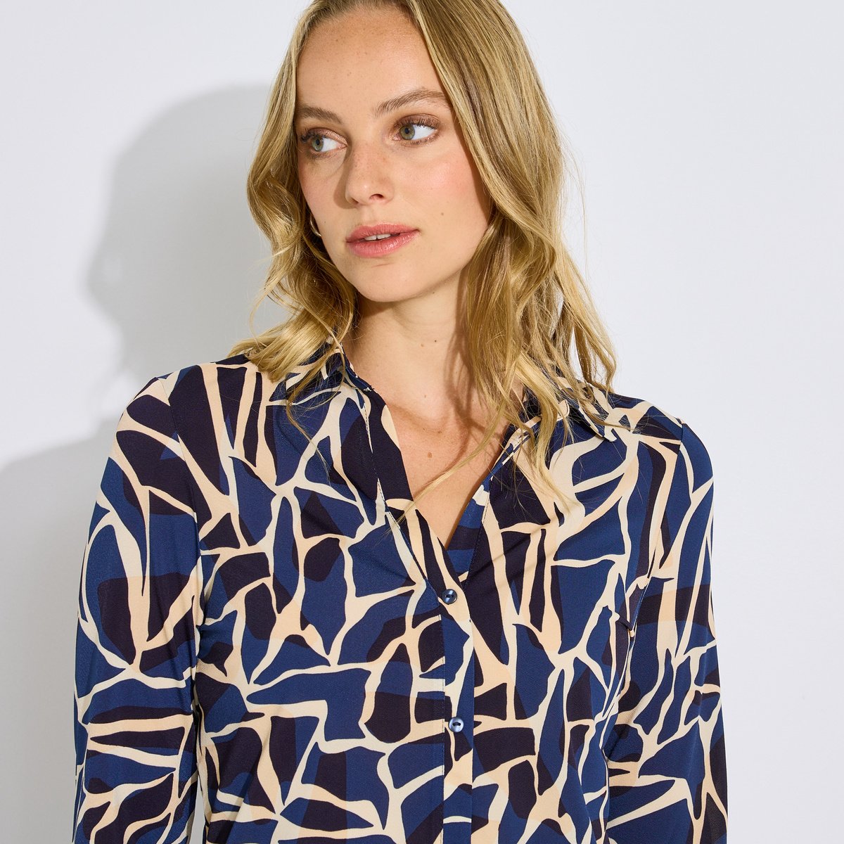 Chemise fluide imprimée bleu, GRAIN DE MALICE