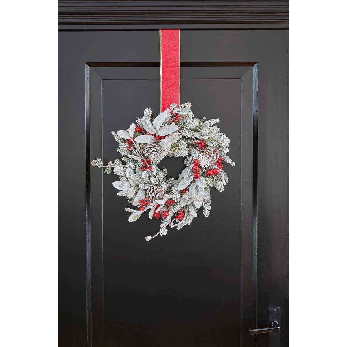 Couronne de Noël enneigée Ø40 cm BELFORT vert, MICA DECORATIONS