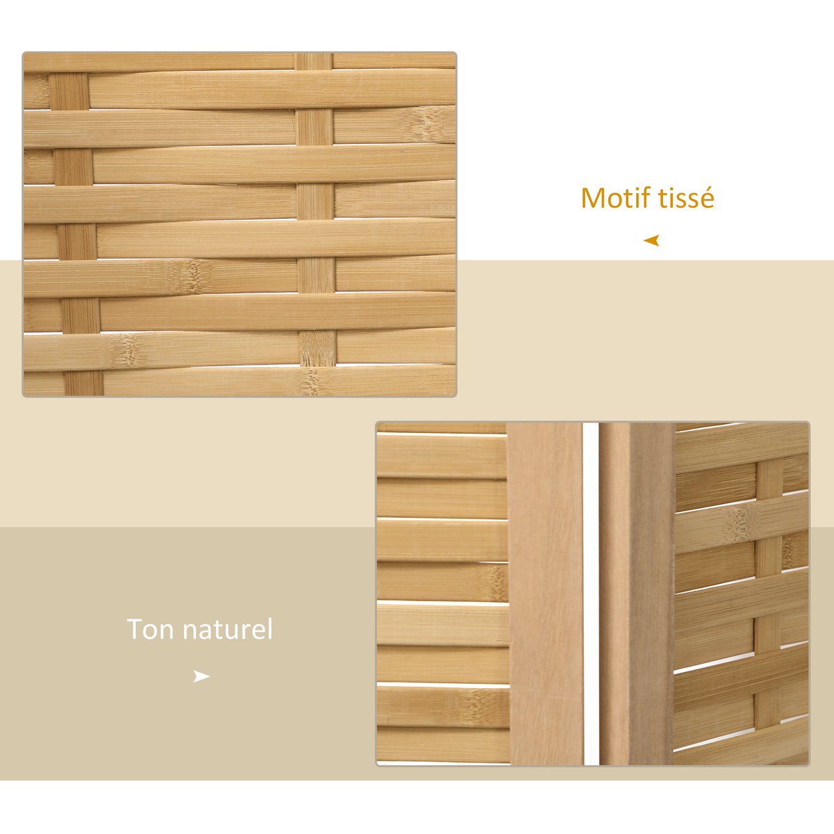 Cloison de séparation Bois de bambou Bois beige, HOMCOM