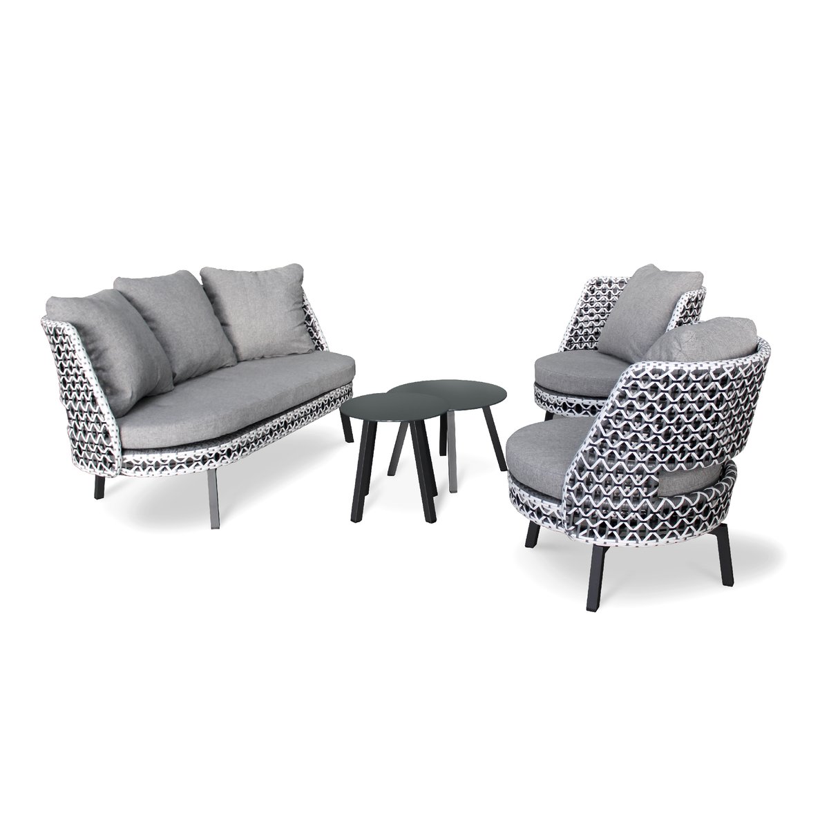 Salon de jardin 4 places en aluminium AGADIR gris anthracite, DCB GARDEN