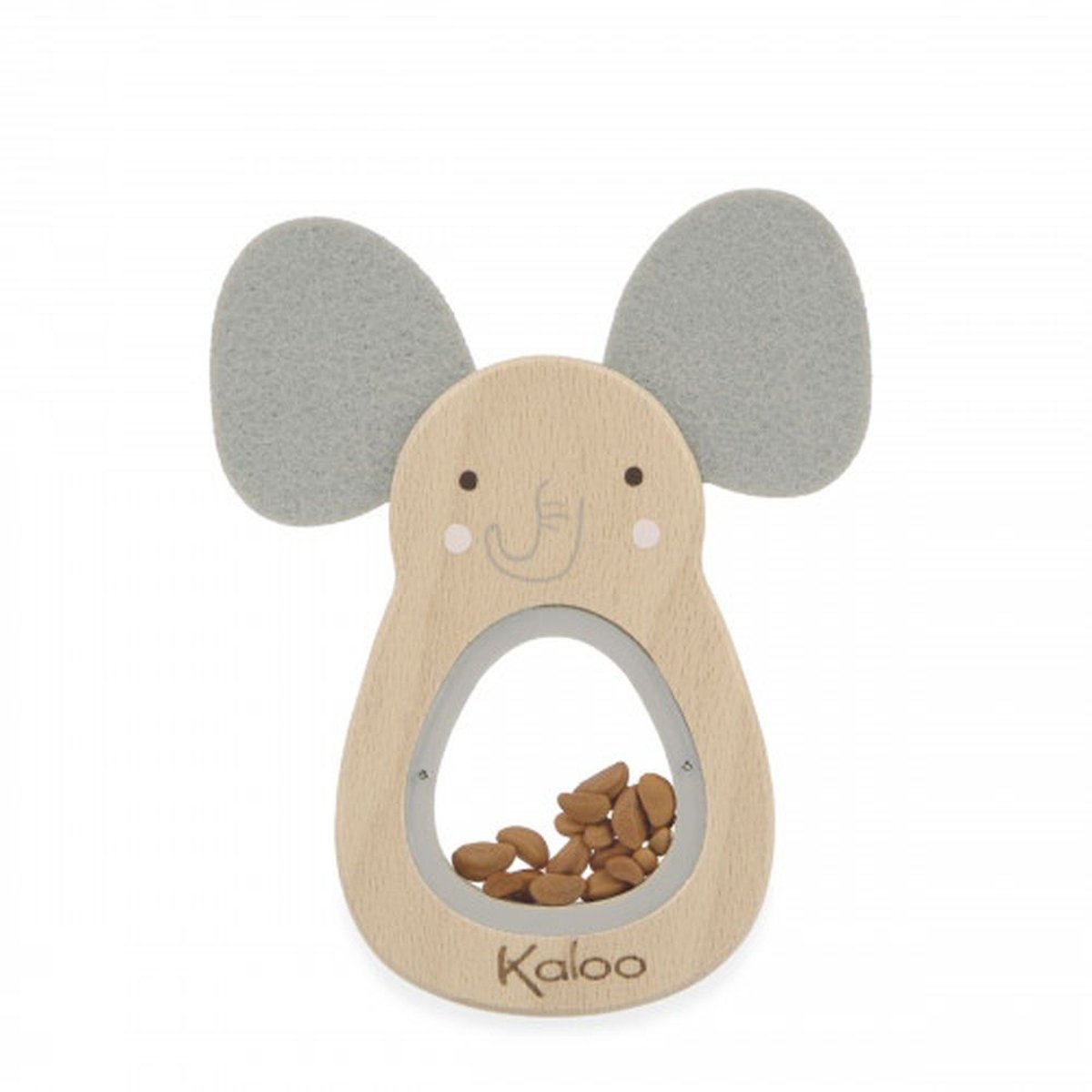 Hochet sonore en bois gris, KALOO