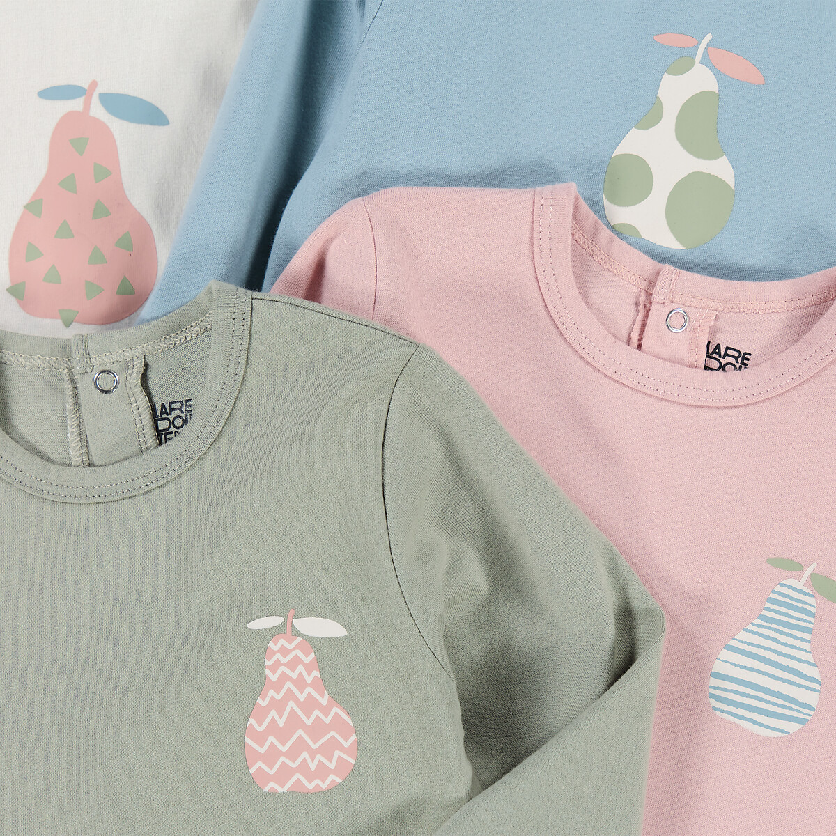 Lot de 4 pyjamas 1 pièce coton, motif poire assortis, LA REDOUTE COLLECTIONS