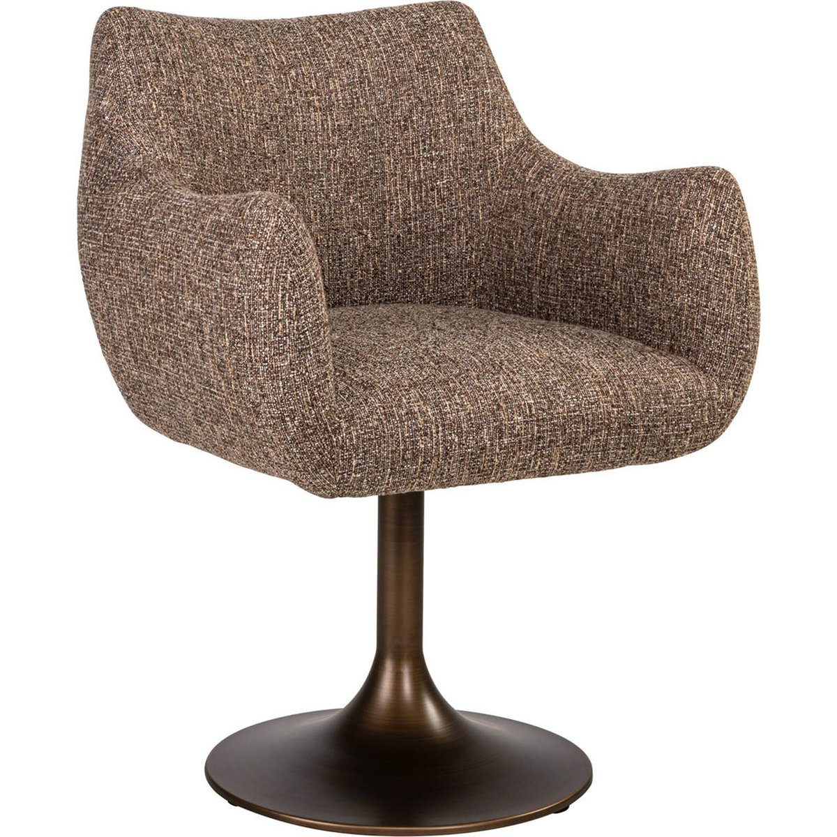 Chaise de salle à manger pivotante tweed tweed brun et bronze, RECOLLECTION
